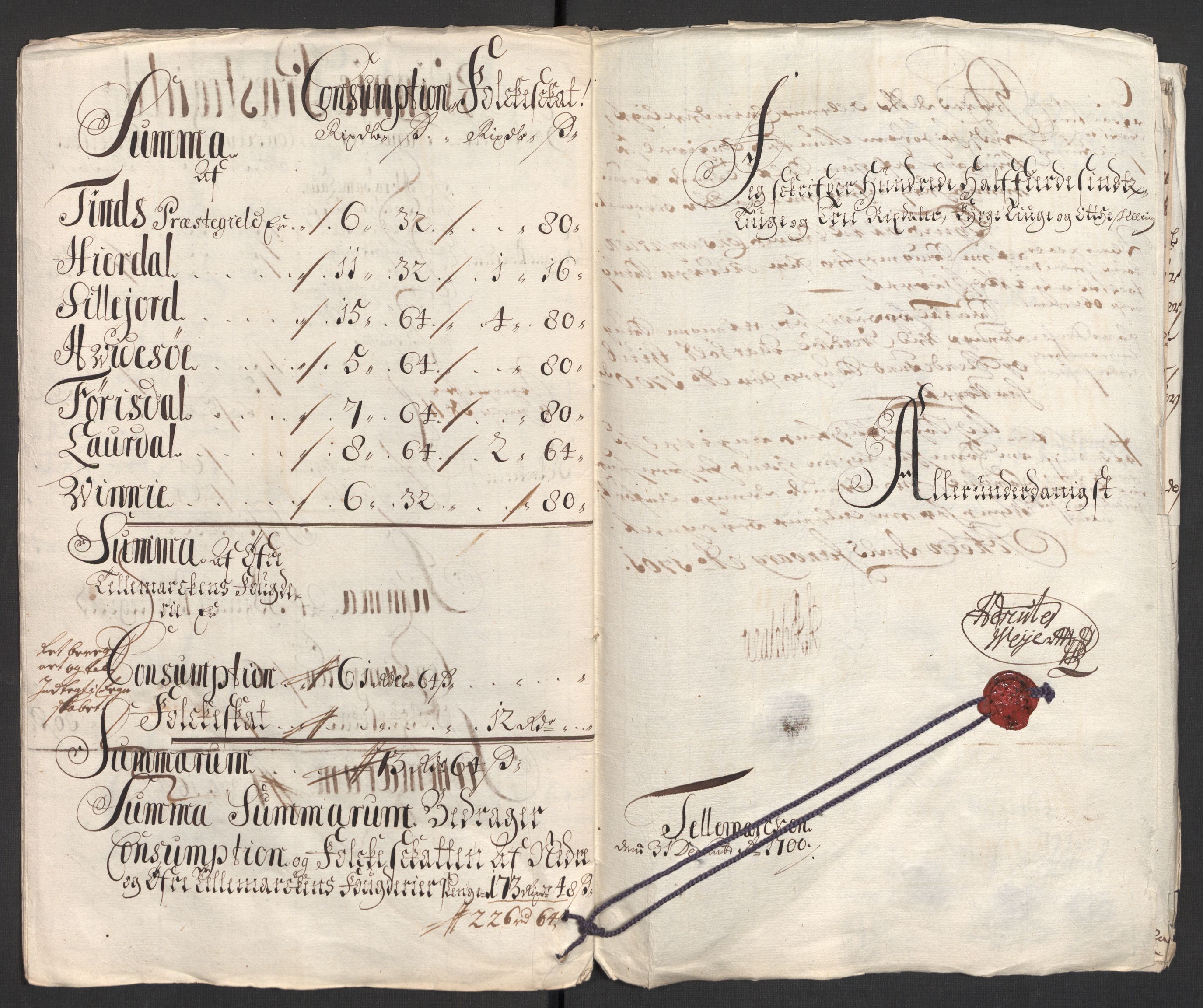 Rentekammeret inntil 1814, Reviderte regnskaper, Fogderegnskap, AV/RA-EA-4092/R36/L2104: Fogderegnskap Øvre og Nedre Telemark og Bamble, 1700, p. 23