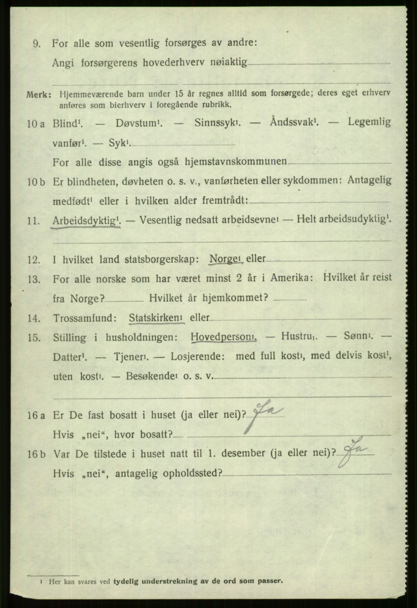 SAB, 1920 census for Vossestrand, 1920, p. 1995