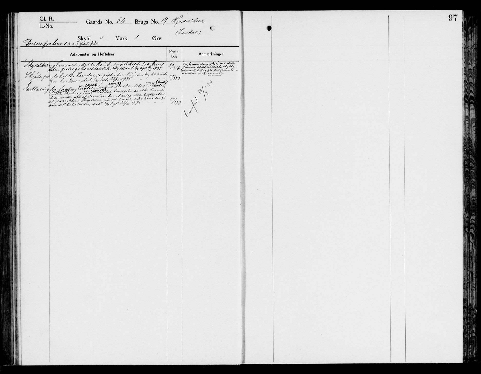 Nordfjord sorenskriveri, SAB/A-2801/02/02a/02ae/L0003: Mortgage register no. II.A.e.3, 1918-1936, p. 97