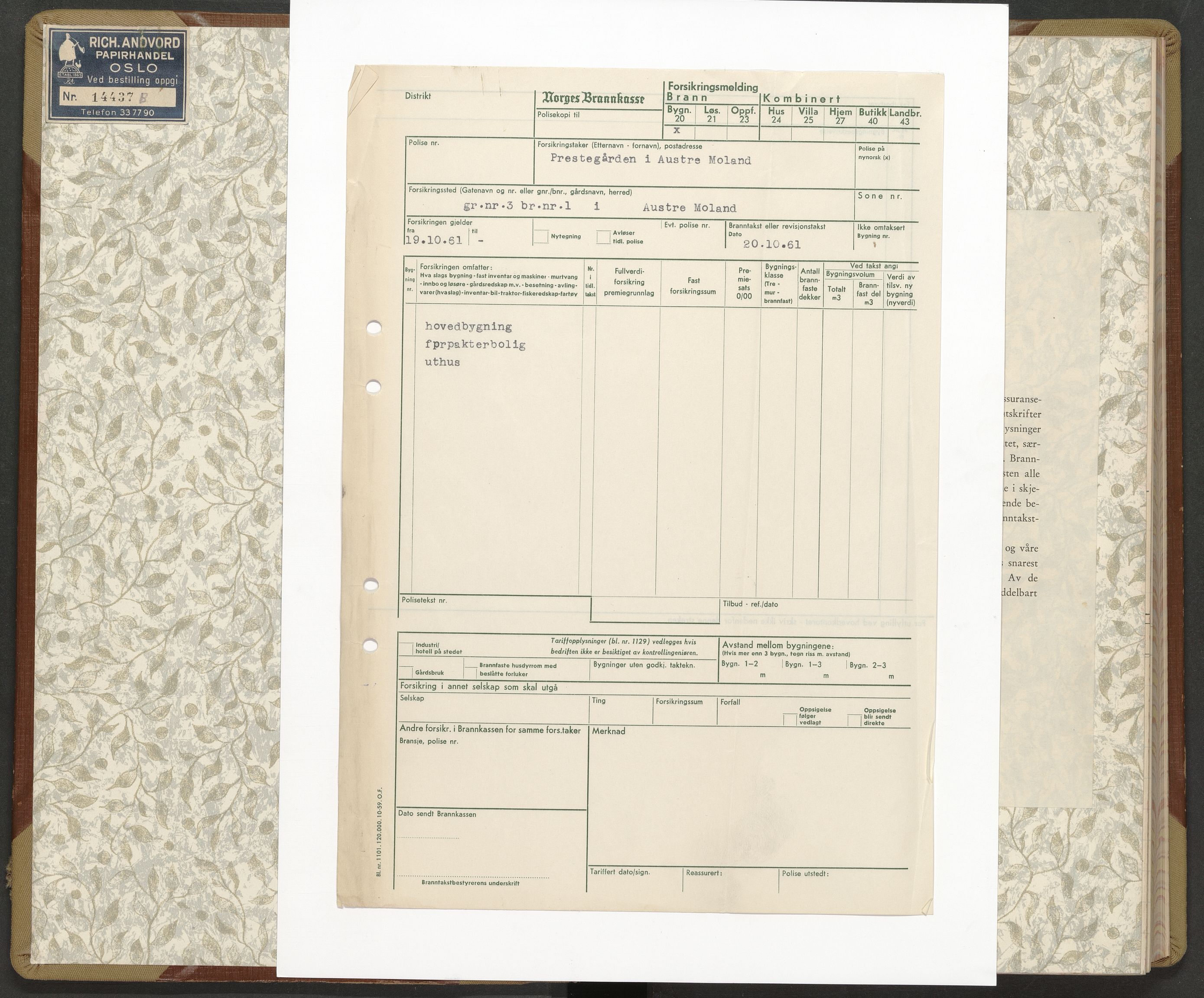 Norges Brannkasse Austre Moland og Stokken, AV/SAK-2241-0057/F/Fa/L0006: Branntakstprotokoll nr. 6 for Østre Moland og Stokken, 1954-1955