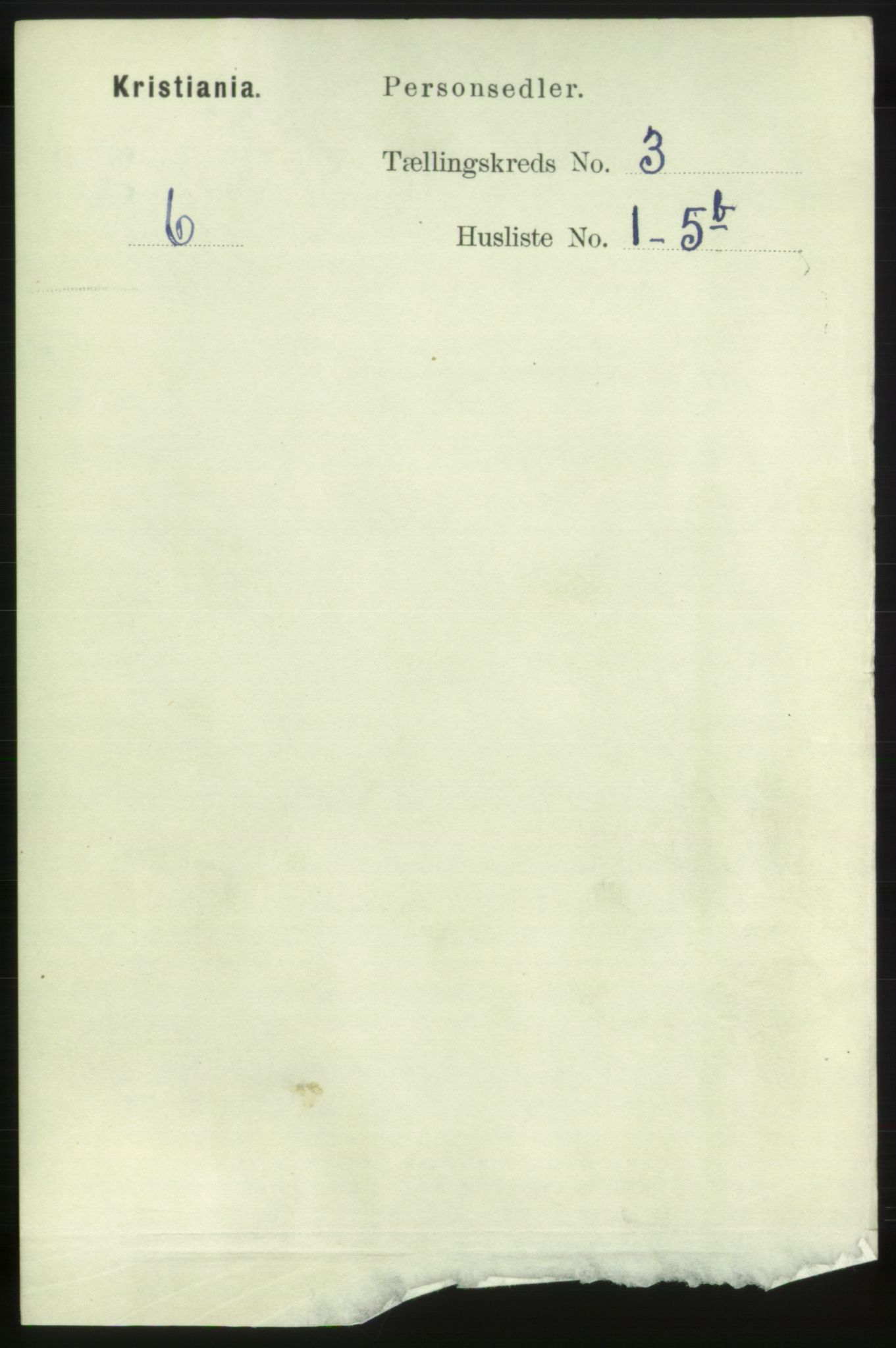 RA, 1891 census for 0301 Kristiania, 1891, p. 1233