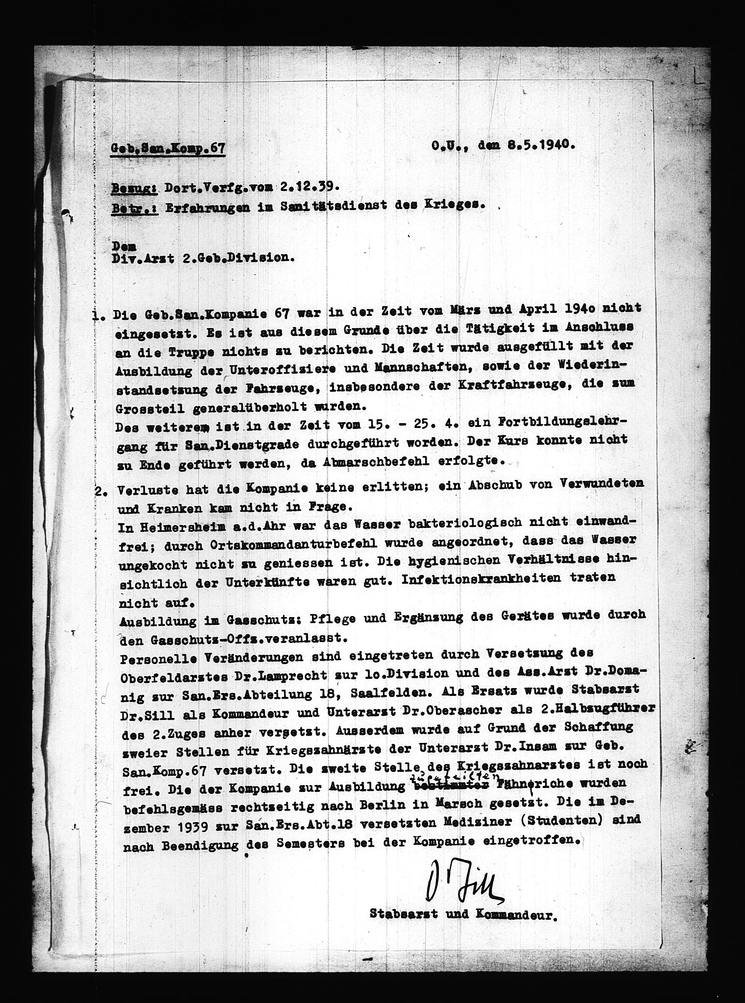 Documents Section, AV/RA-RAFA-2200/V/L0086: Amerikansk mikrofilm "Captured German Documents".
Box No. 725.  FKA jnr. 601/1954., 1940, p. 92