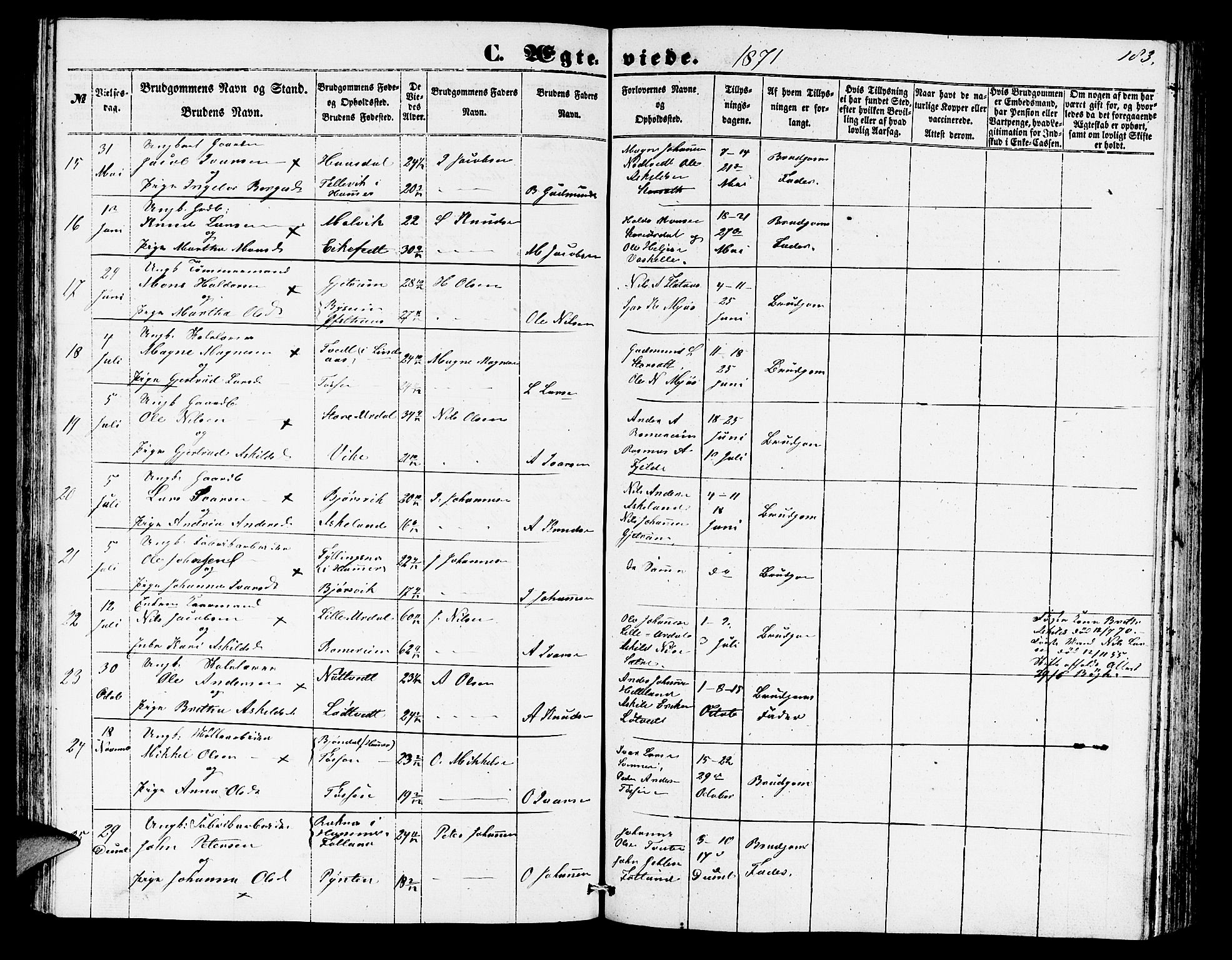 Hosanger sokneprestembete, AV/SAB-A-75801/H/Hab: Parish register (copy) no. A 2, 1857-1881, p. 183