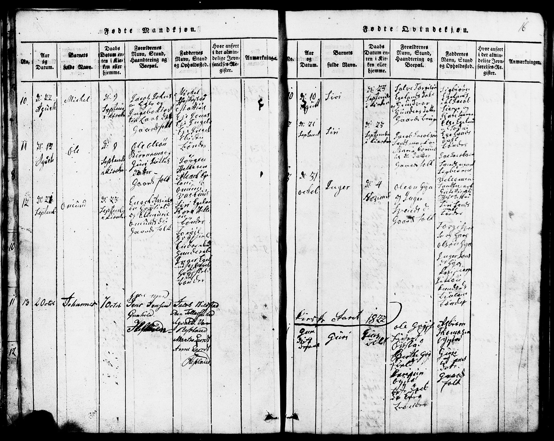 Lund sokneprestkontor, SAST/A-101809/S07/L0001: Parish register (copy) no. B 1, 1815-1853, p. 16