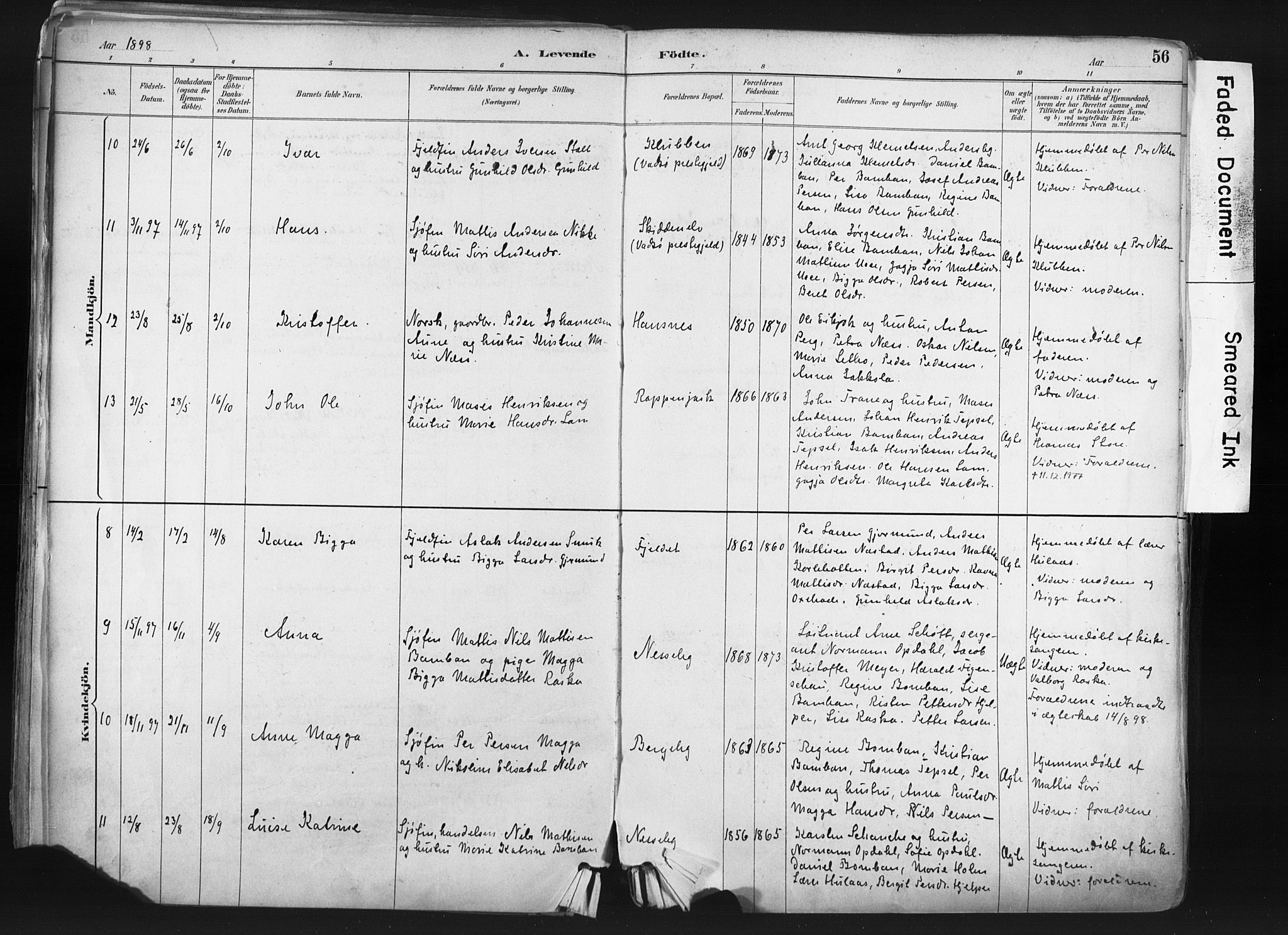 Nesseby sokneprestkontor, AV/SATØ-S-1330/H/Ha/L0006kirke: Parish register (official) no. 6, 1885-1985, p. 56