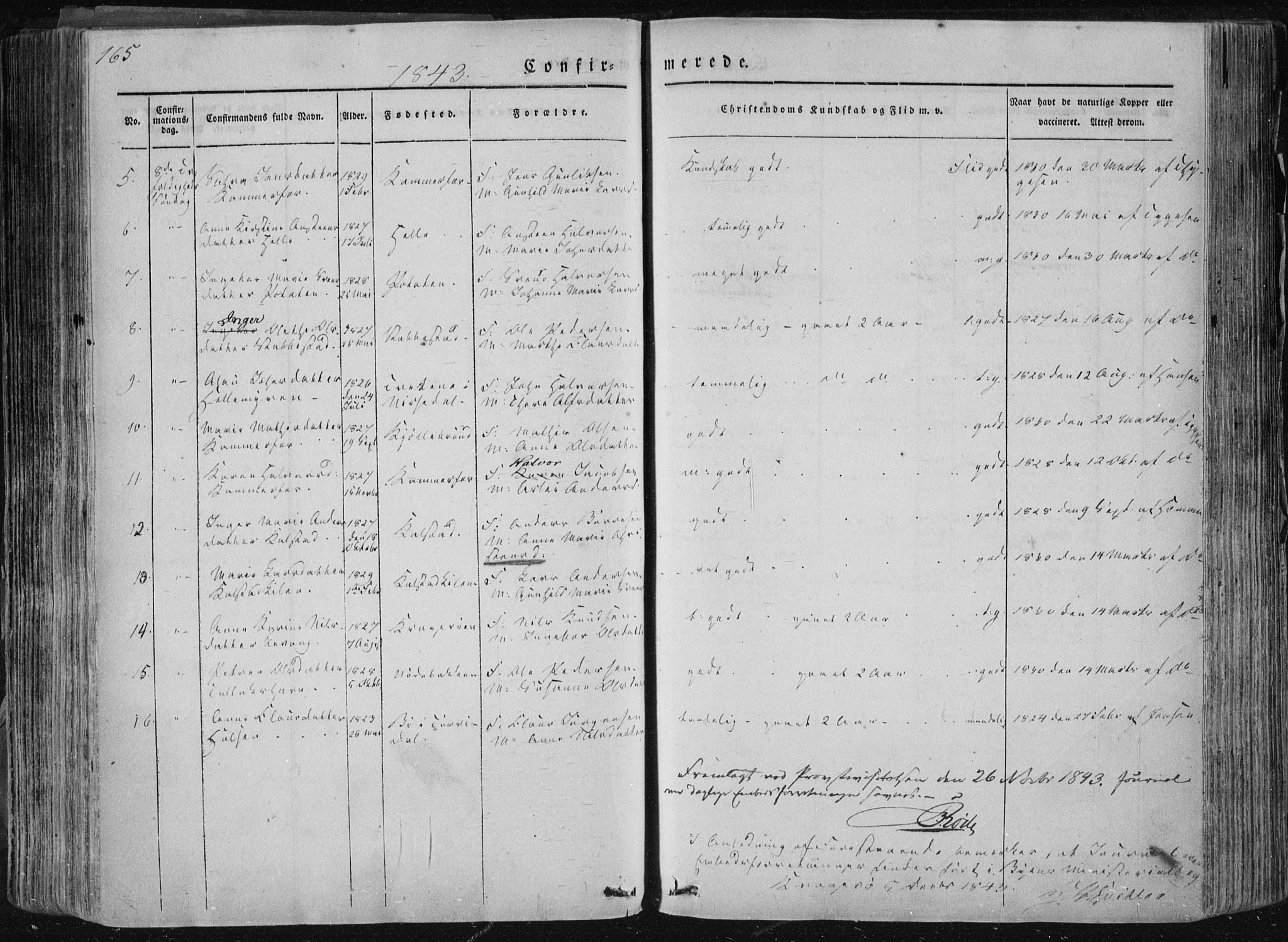 Sannidal kirkebøker, AV/SAKO-A-296/F/Fa/L0007: Parish register (official) no. 7, 1831-1854, p. 165