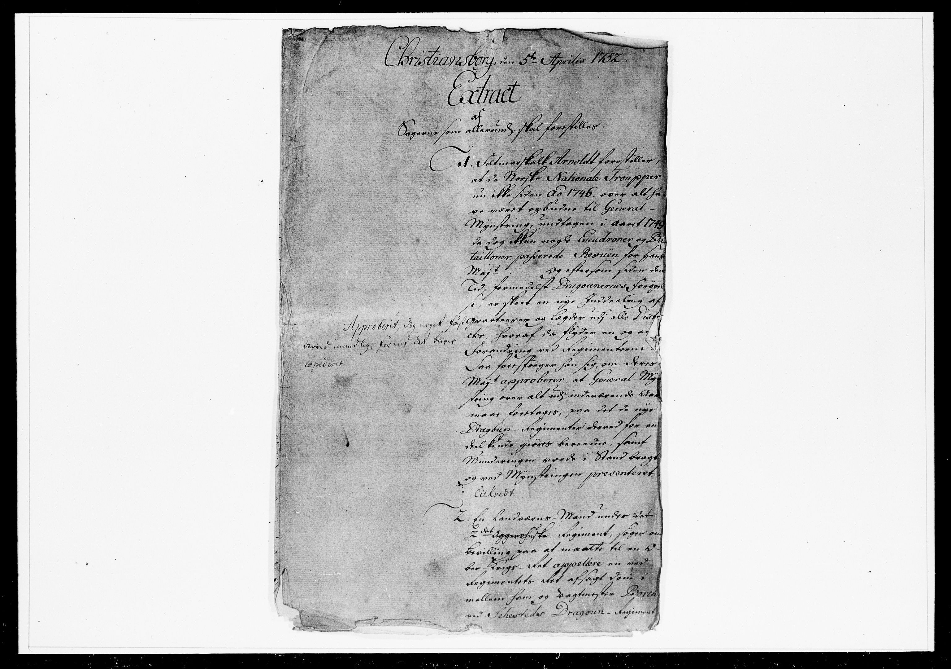 Krigskollegiet, Krigskancelliet, DRA/A-0006/-/1233-1240: Refererede sager, 1752, p. 92