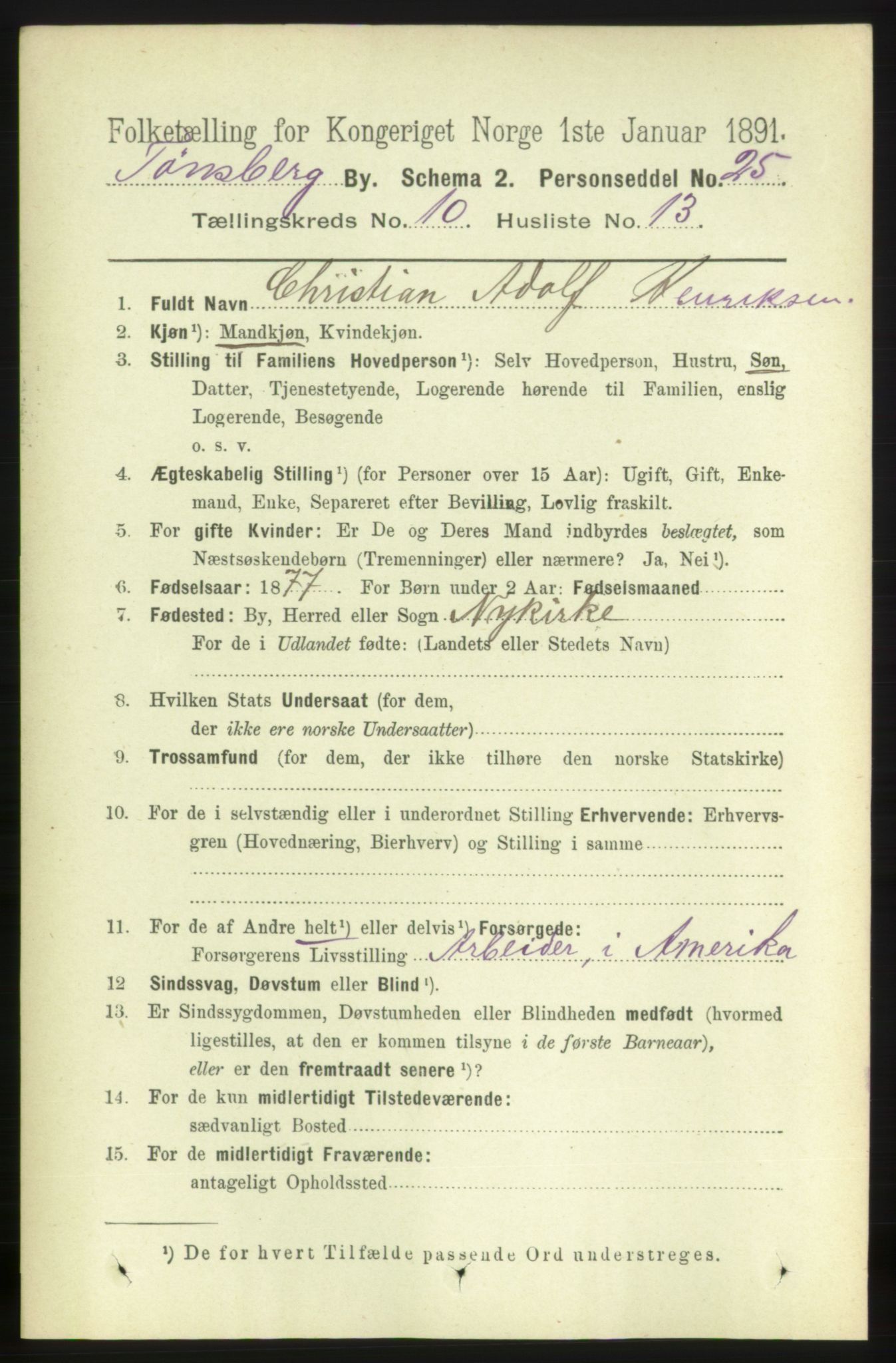 RA, 1891 census for 0705 Tønsberg, 1891, p. 3785