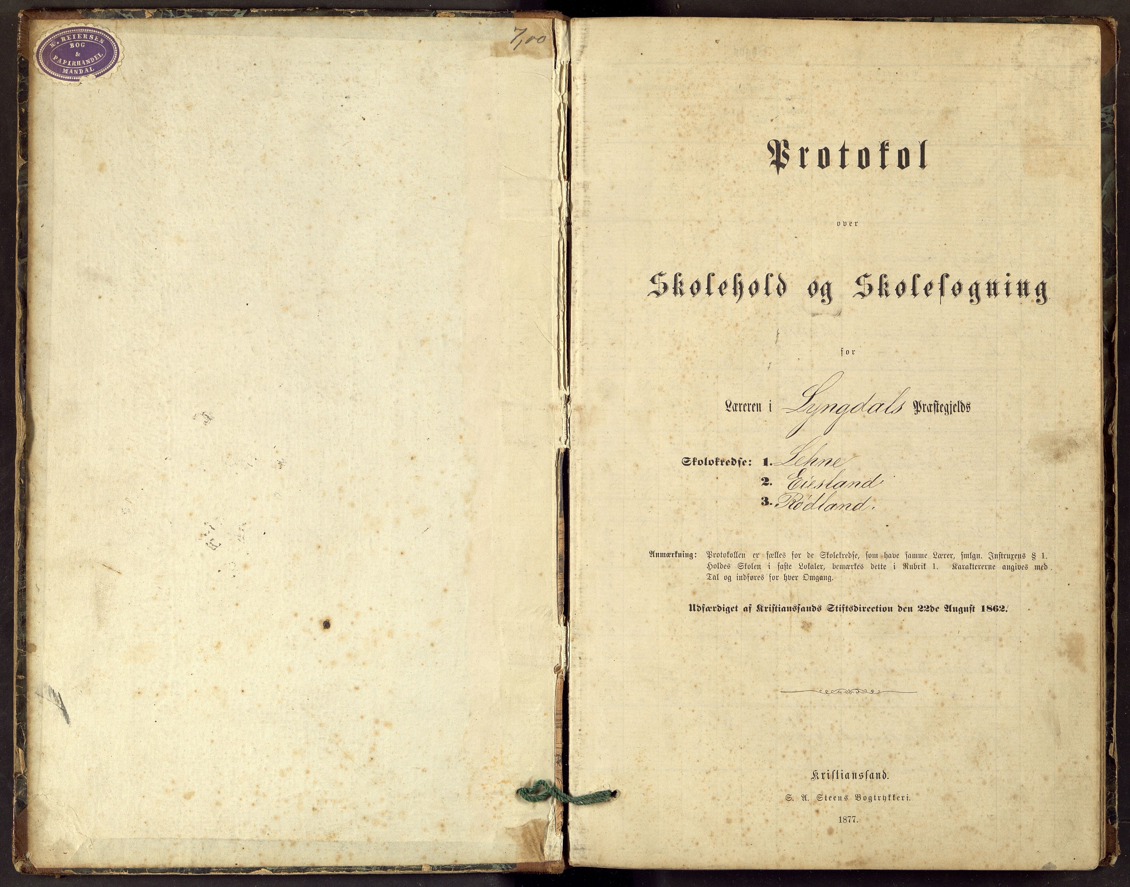 Lyngdal kommune - Lenne Skolekrets, ARKSOR/1032LG560/H/L0002: Skoleprotokoll, 1879-1892