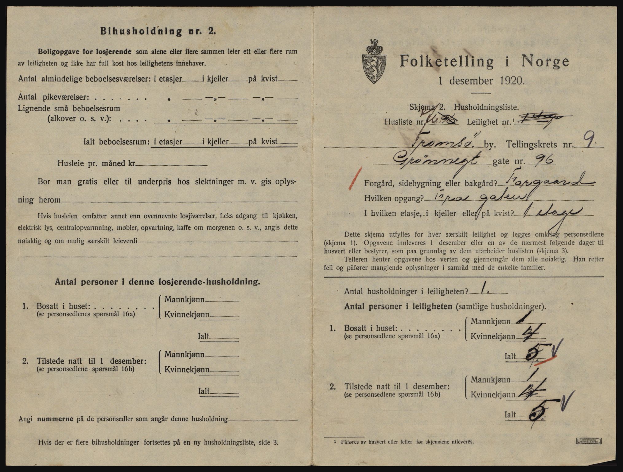 SATØ, 1920 census for Tromsø, 1920, p. 5135