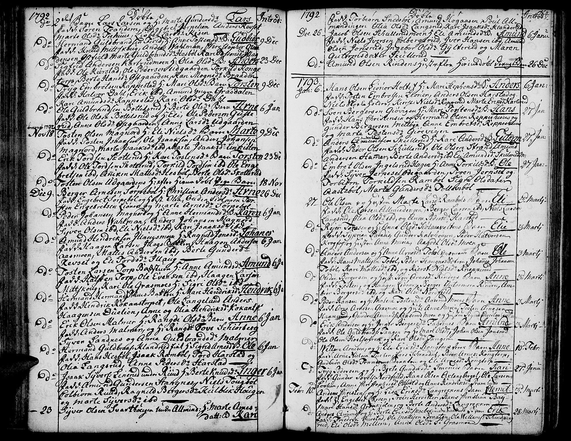 Vinger prestekontor, SAH/PREST-024/H/Ha/Haa/L0004: Parish register (official) no. 4, 1766-1813, p. 163-164