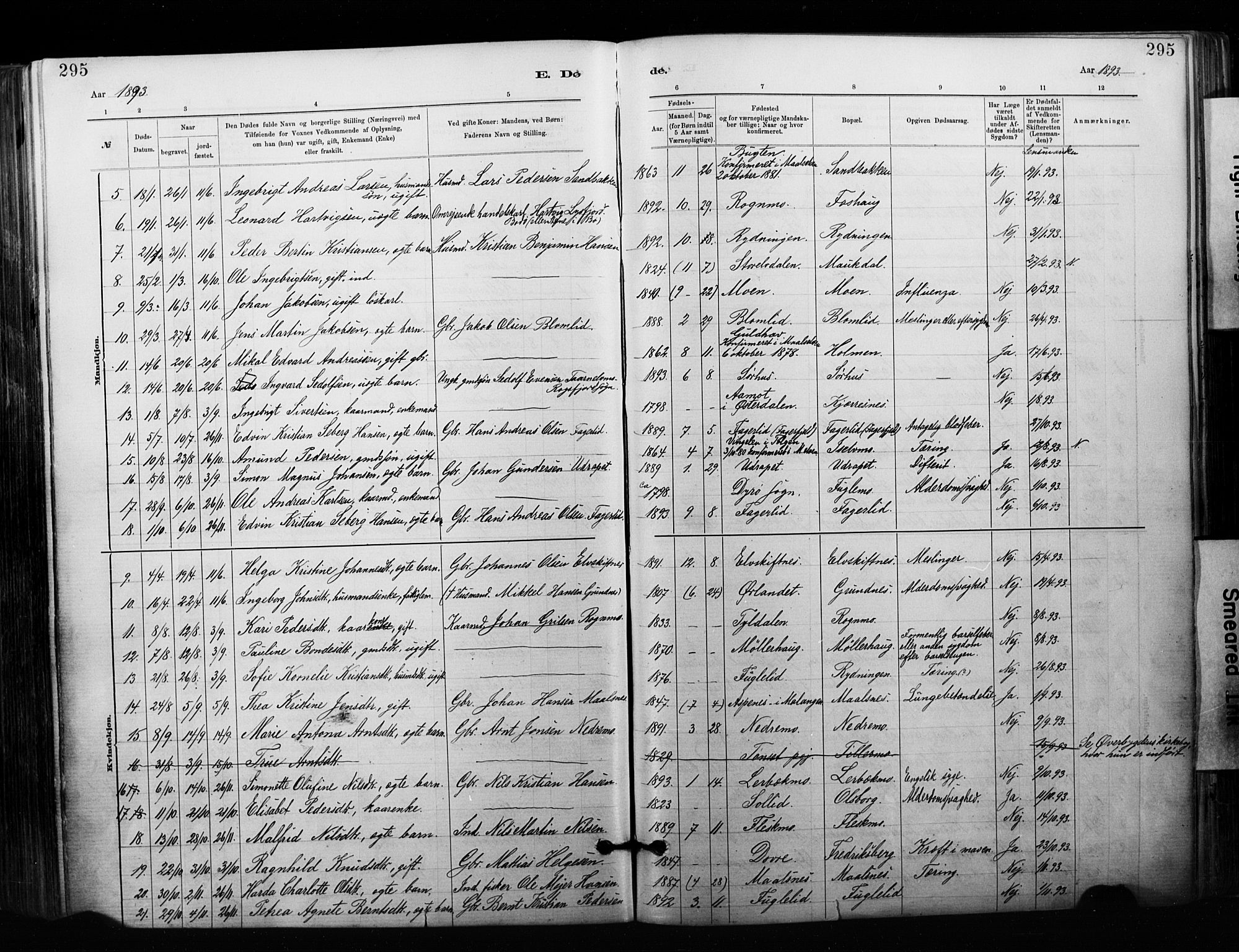 Målselv sokneprestembete, AV/SATØ-S-1311/G/Ga/Gaa/L0007kirke: Parish register (official) no. 7, 1884-1903, p. 295