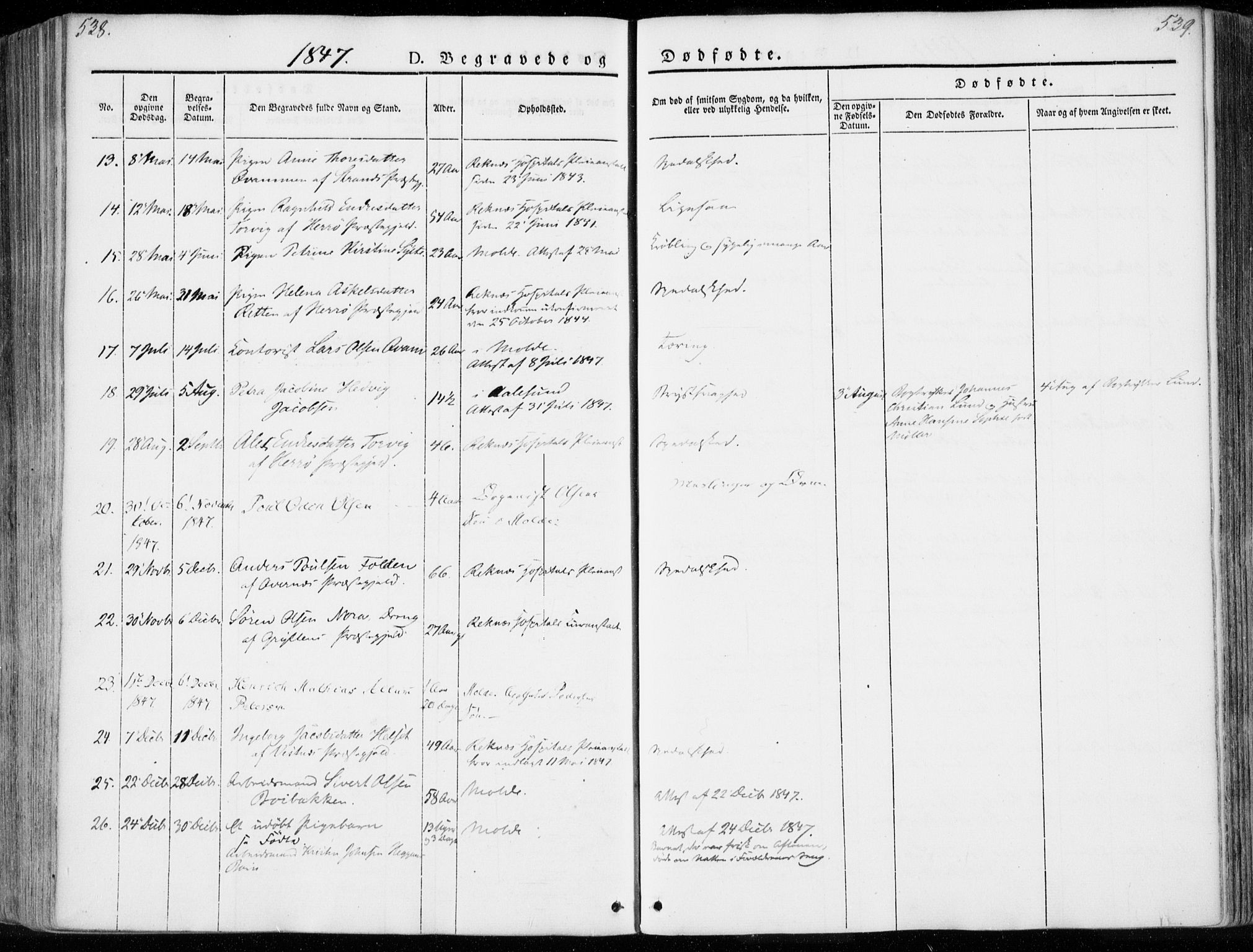 Ministerialprotokoller, klokkerbøker og fødselsregistre - Møre og Romsdal, SAT/A-1454/558/L0689: Parish register (official) no. 558A03, 1843-1872, p. 538-539