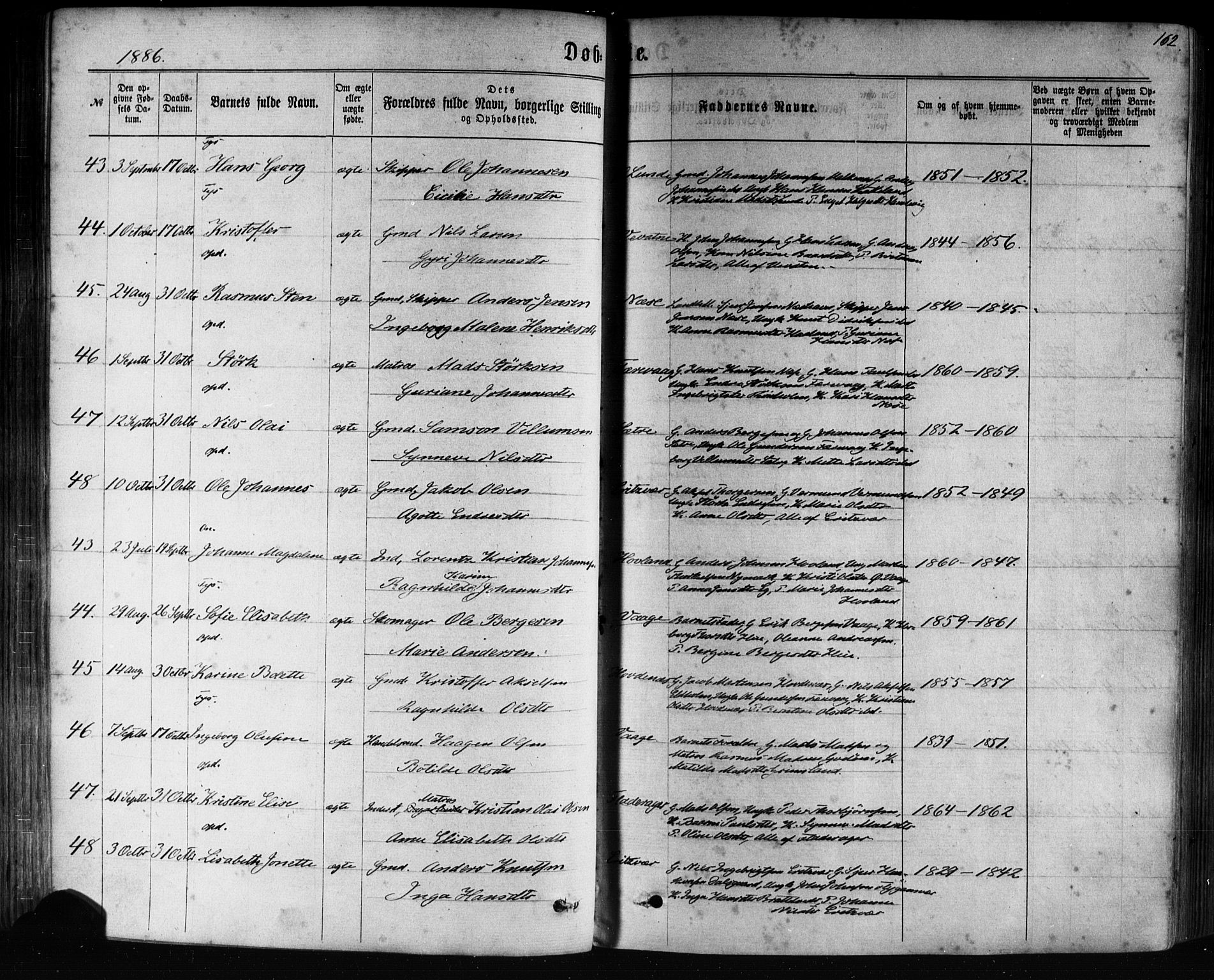 Tysnes sokneprestembete, AV/SAB-A-78601/H/Haa: Parish register (official) no. A 12, 1872-1886, p. 162