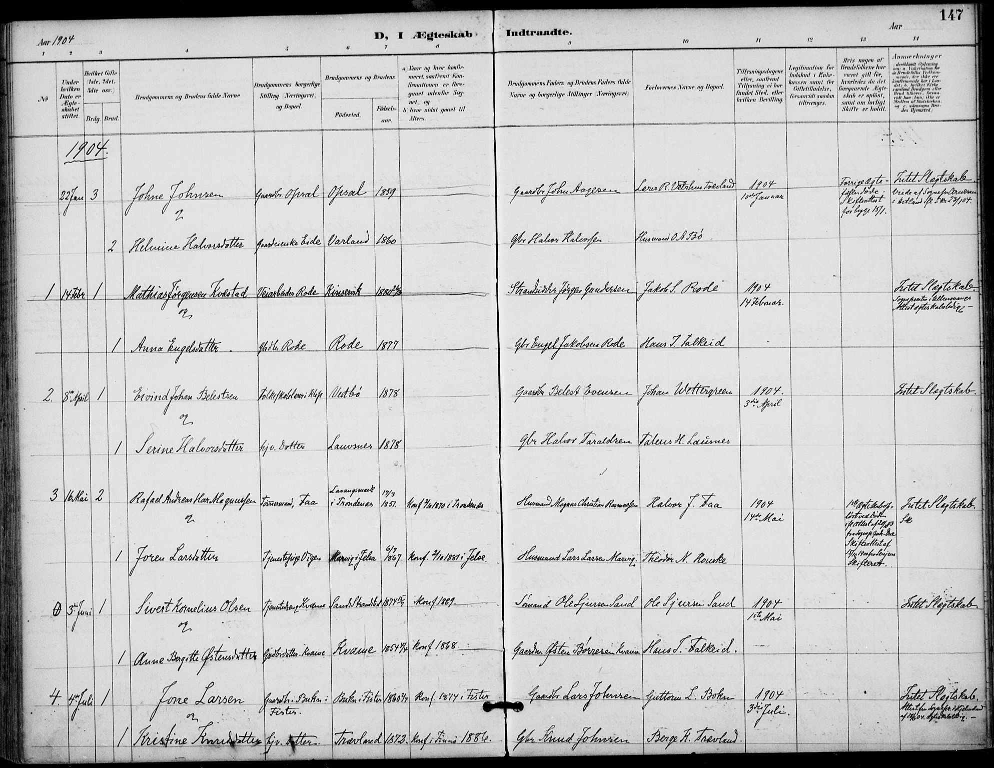Finnøy sokneprestkontor, SAST/A-101825/H/Ha/Haa/L0011: Parish register (official) no. A 11, 1891-1910, p. 147