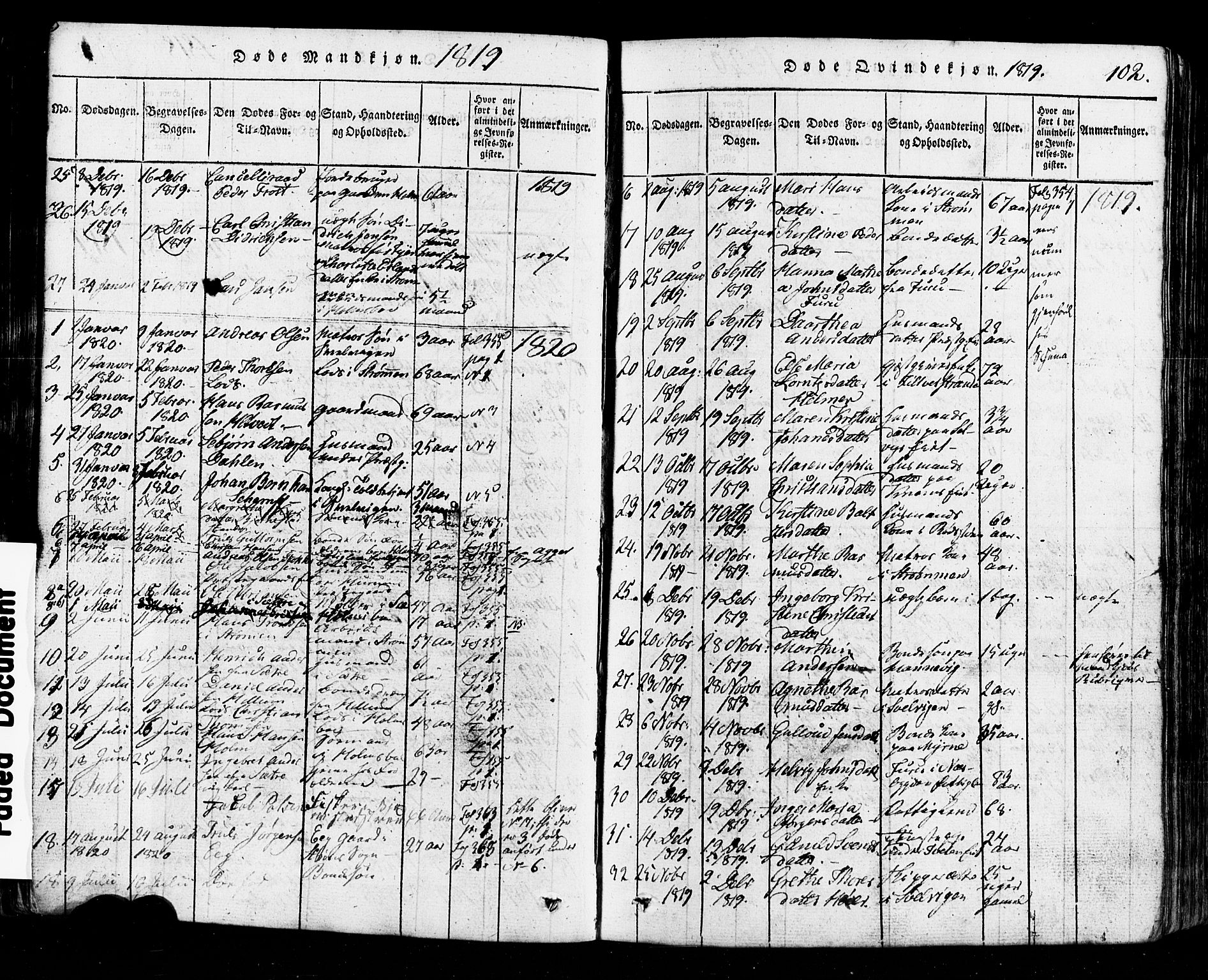 Hurum kirkebøker, SAKO/A-229/G/Ga/L0001: Parish register (copy) no. I 1, 1816-1826, p. 102