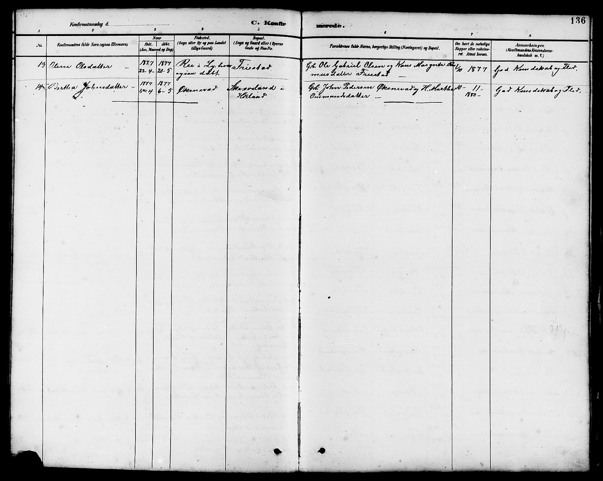 Klepp sokneprestkontor, AV/SAST-A-101803/001/3/30BB/L0004: Parish register (copy) no. B 4, 1889-1914, p. 136