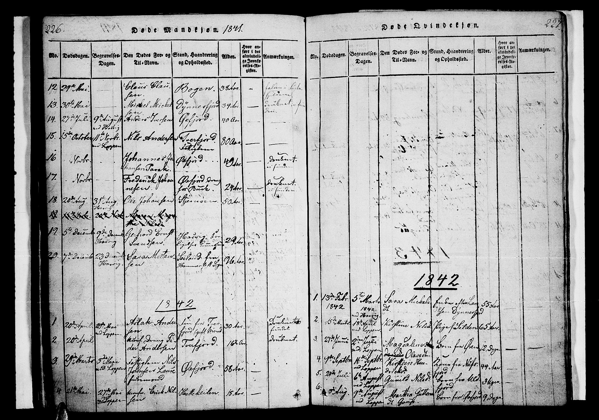 Loppa sokneprestkontor, SATØ/S-1339/H/Ha/L0003kirke: Parish register (official) no. 3, 1820-1848, p. 226-227