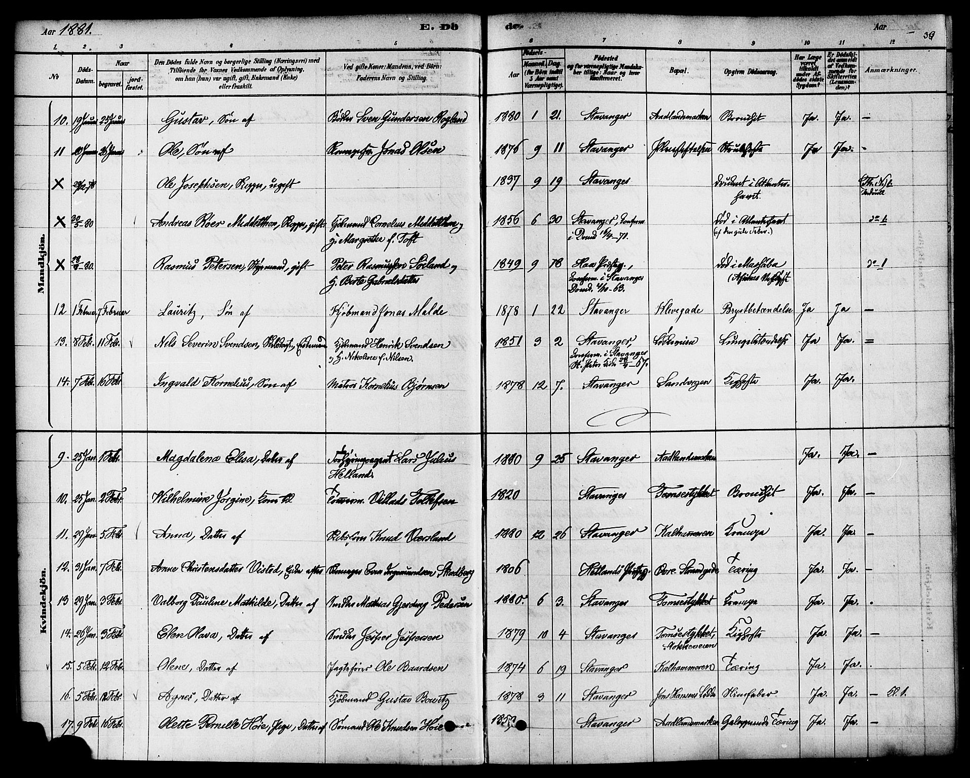 Domkirken sokneprestkontor, AV/SAST-A-101812/001/30/30BA/L0027: Parish register (official) no. A 26, 1878-1896, p. 30