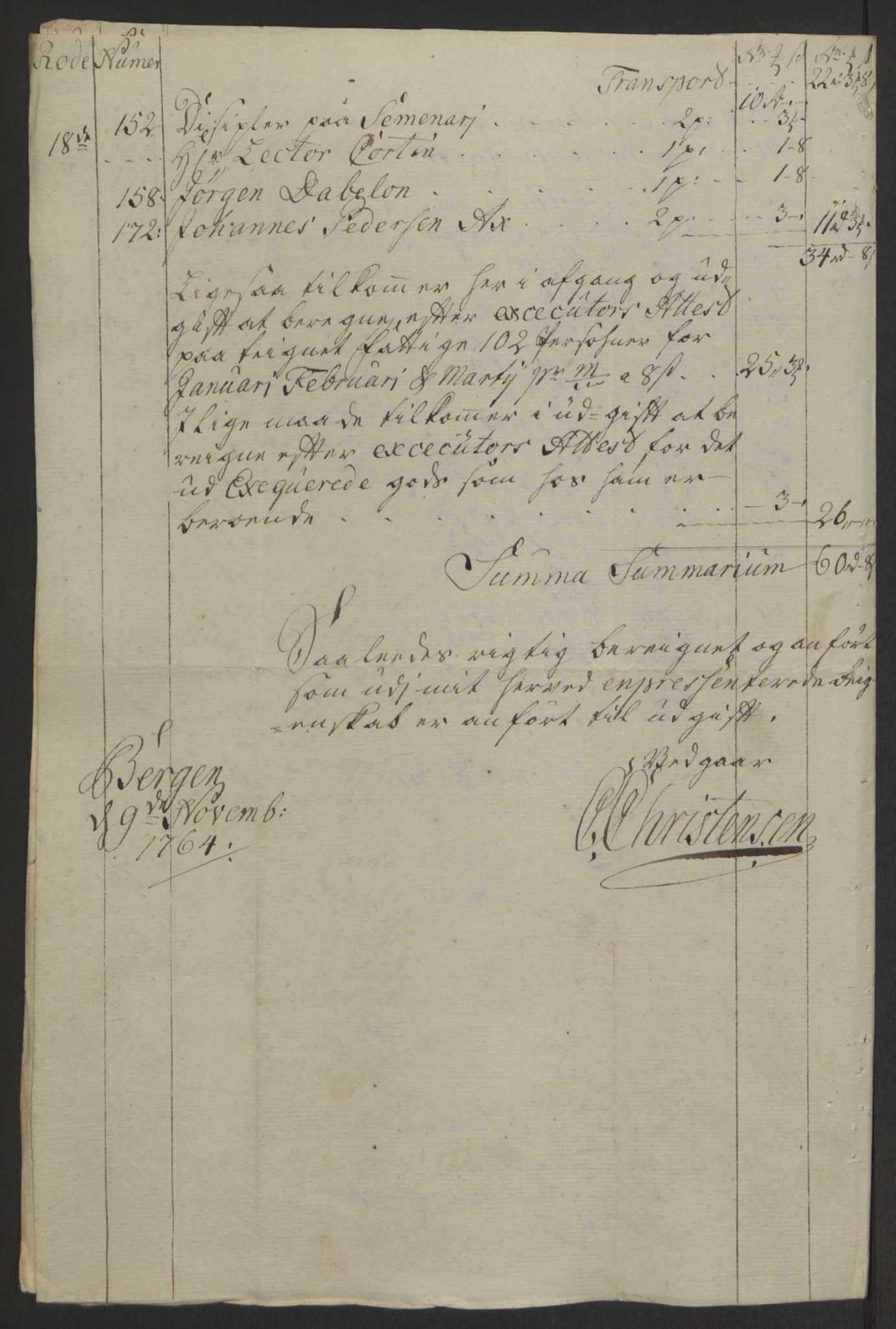 Rentekammeret inntil 1814, Reviderte regnskaper, Byregnskaper, AV/RA-EA-4066/R/Rp/L0368/0001: [P21] Kontribusjonsregnskap / Ekstraskatt, 1764, p. 56