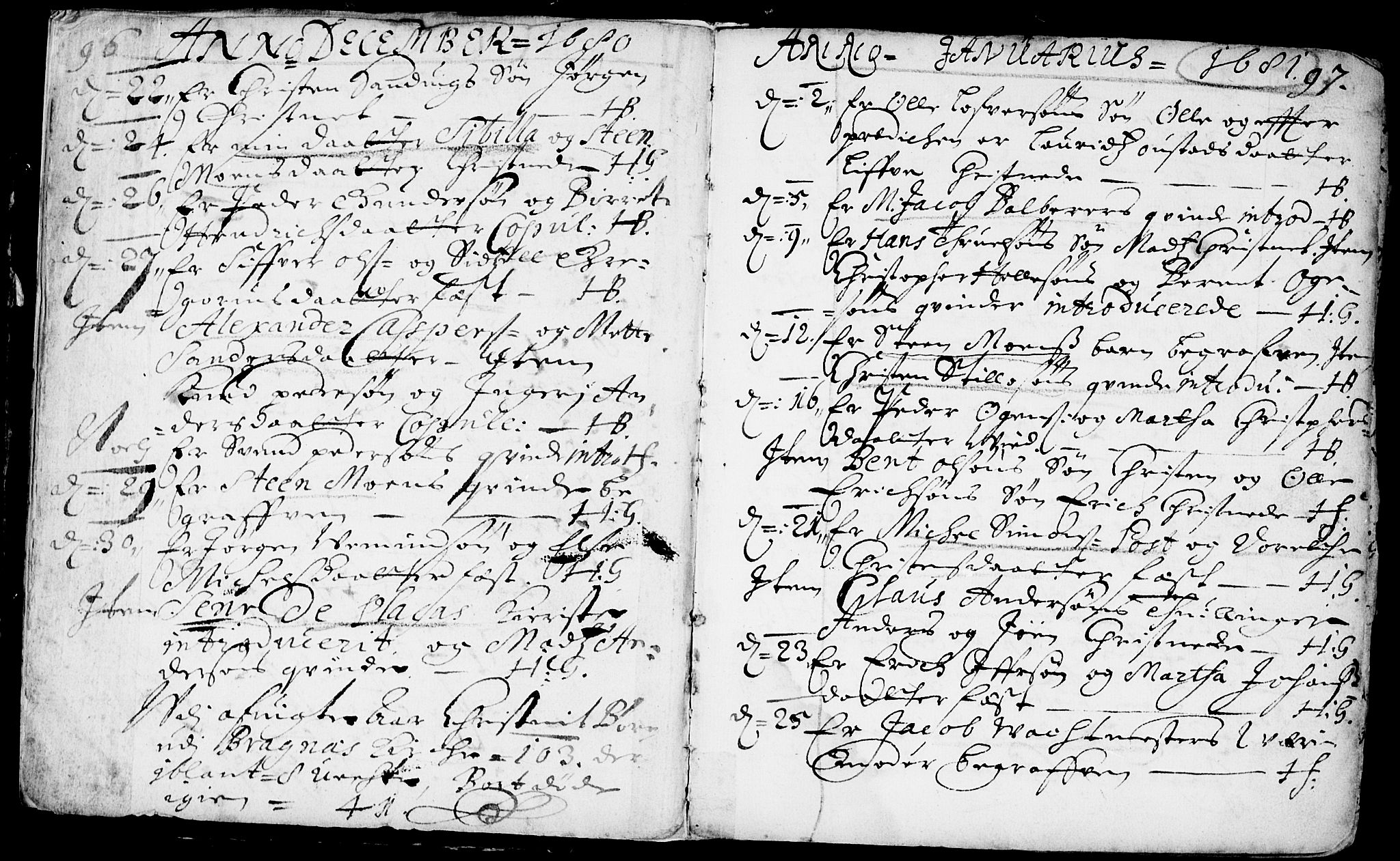 Bragernes kirkebøker, SAKO/A-6/F/Fa/L0002: Parish register (official) no. I 2, 1680-1705, p. 96-97