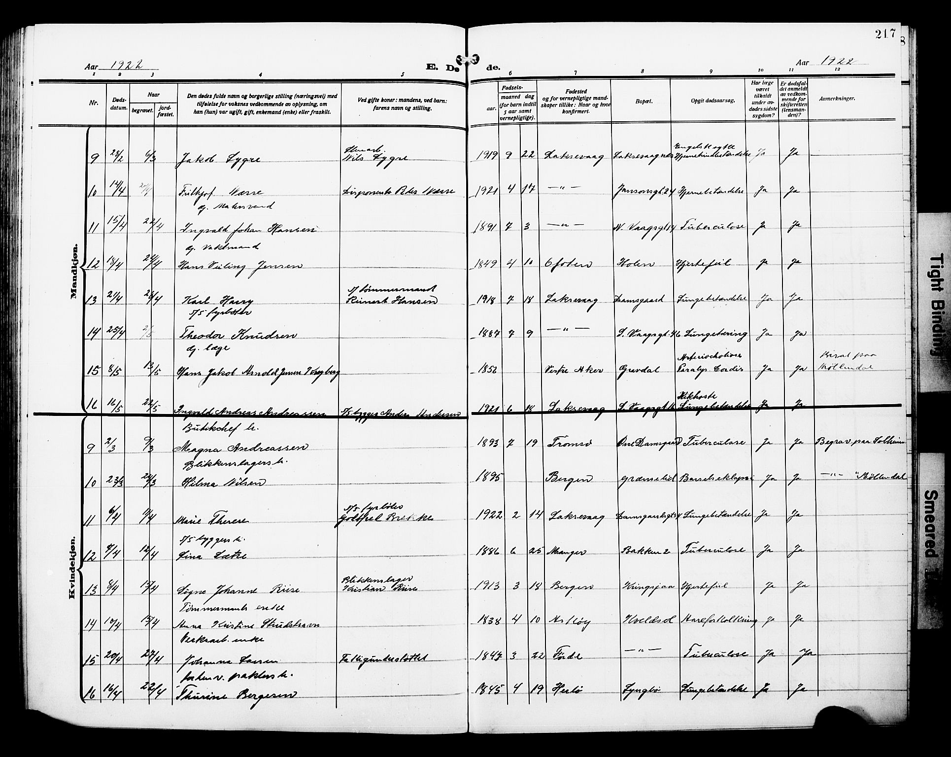 Laksevåg Sokneprestembete, SAB/A-76501/H/Ha/Hab/Haba/L0006: Parish register (copy) no. A 6, 1917-1925, p. 217