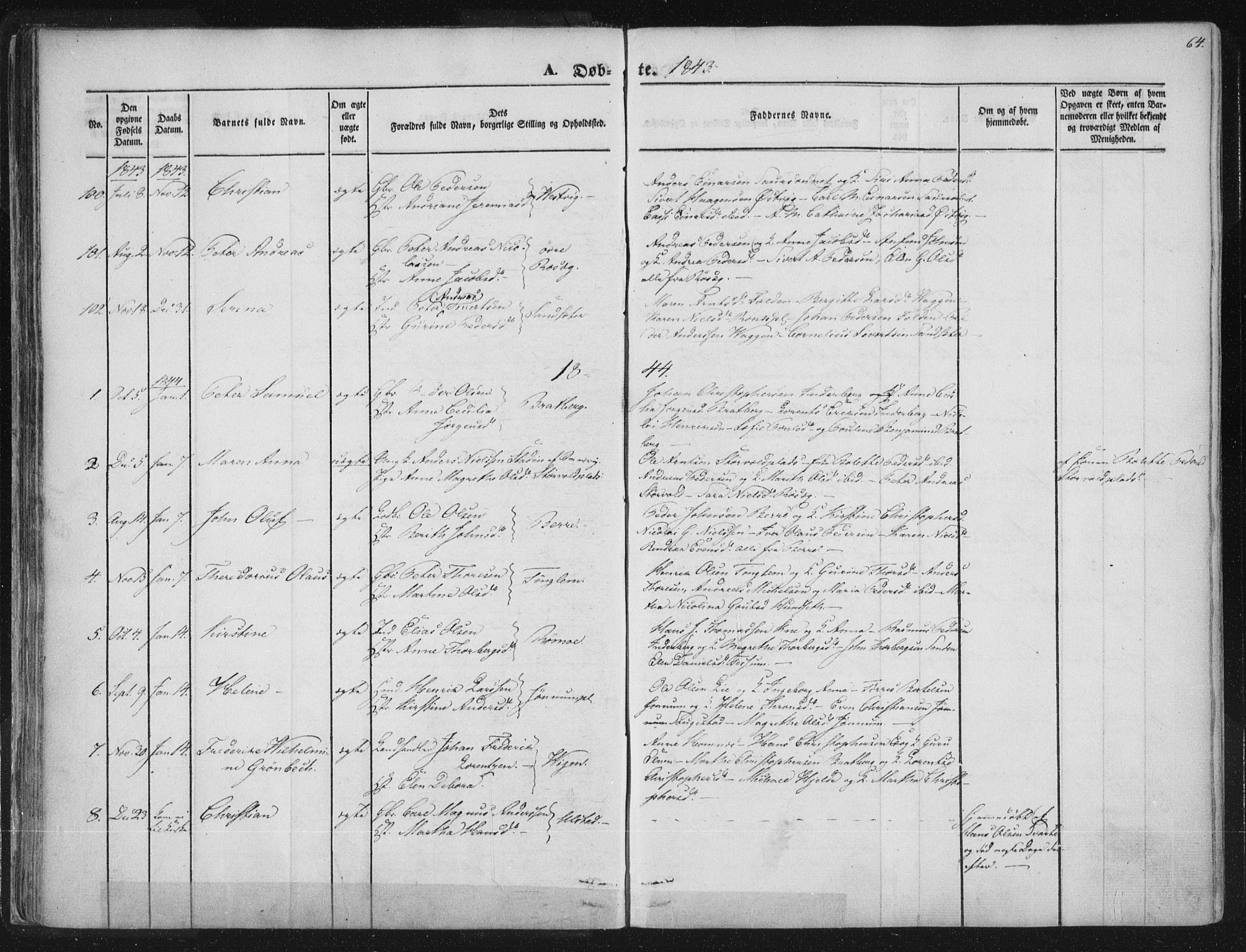 Ministerialprotokoller, klokkerbøker og fødselsregistre - Nord-Trøndelag, SAT/A-1458/741/L0392: Parish register (official) no. 741A06, 1836-1848, p. 64