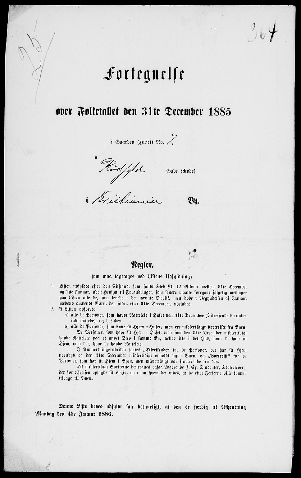 RA, 1885 census for 0301 Kristiania, 1885, p. 1341