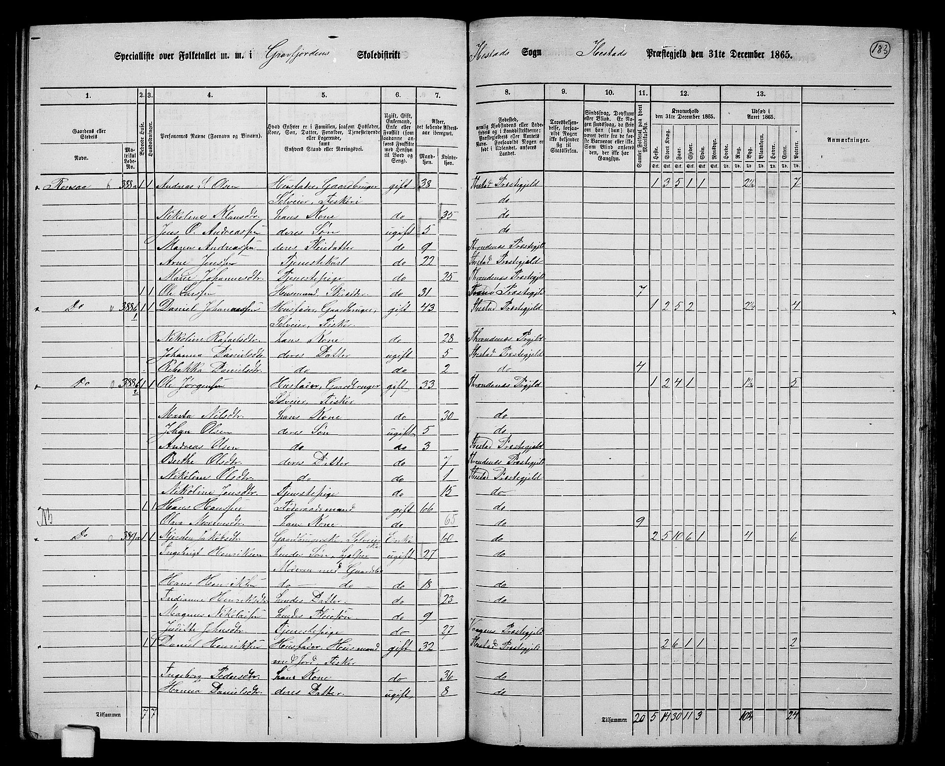 RA, 1865 census for Ibestad, 1865, p. 170