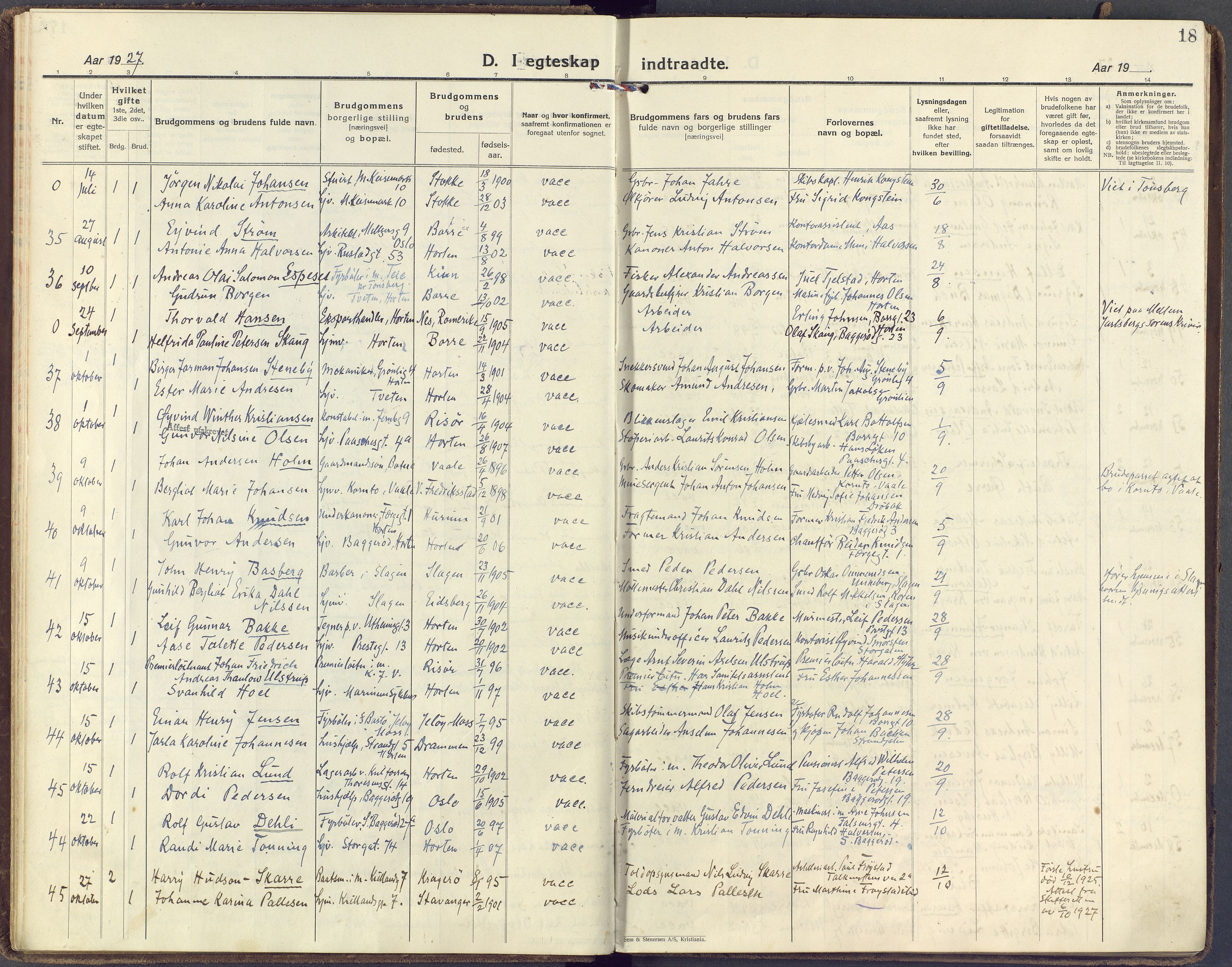 Horten kirkebøker, AV/SAKO-A-348/F/Fa/L0009: Parish register (official) no. 9, 1925-1936, p. 18