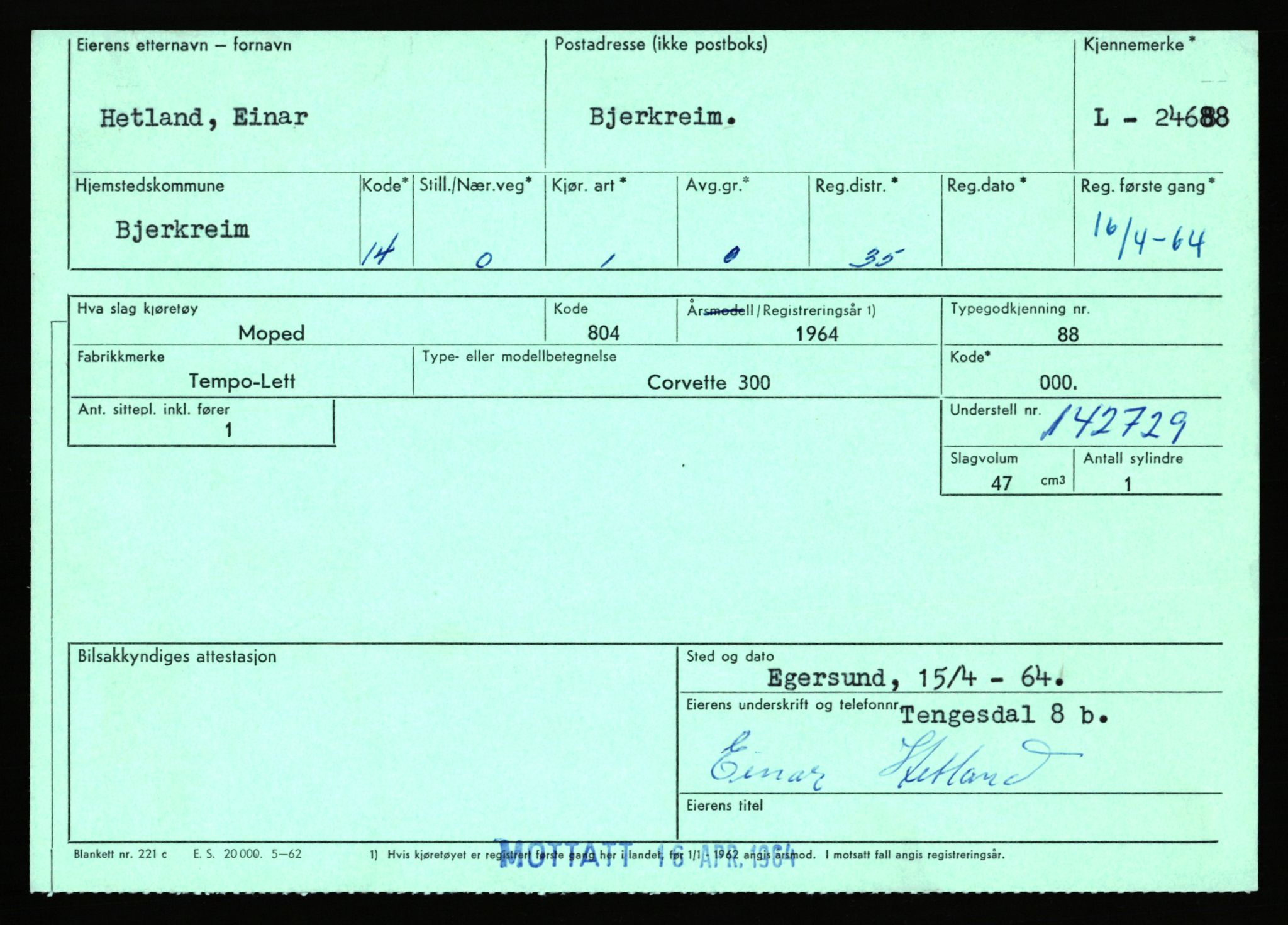 Stavanger trafikkstasjon, AV/SAST-A-101942/0/F/L0042: L-24600 - L-25233, 1930-1971, p. 355