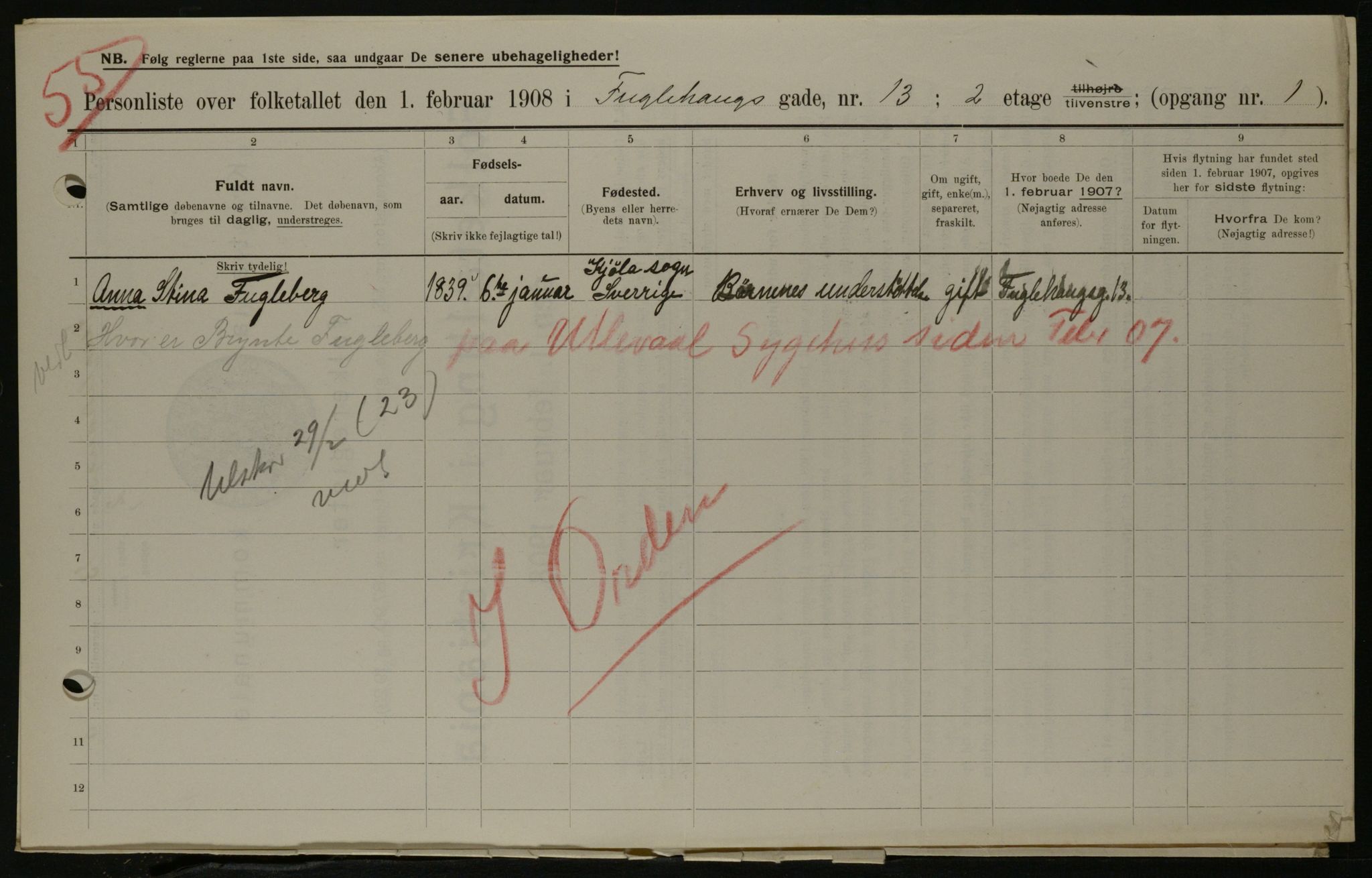 OBA, Municipal Census 1908 for Kristiania, 1908, p. 25694