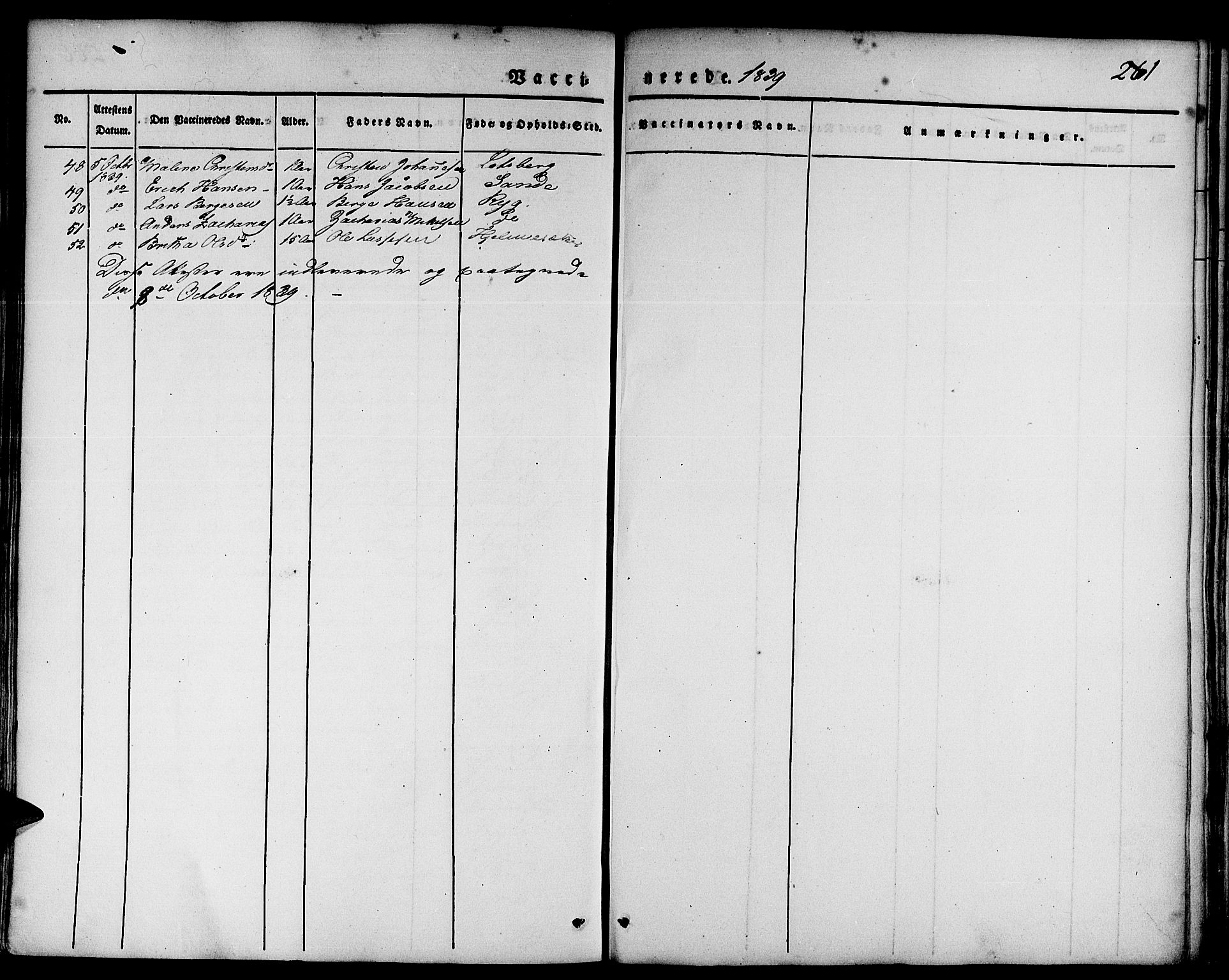 Gloppen sokneprestembete, AV/SAB-A-80101/H/Haa/Haaa/L0007: Parish register (official) no. A 7, 1827-1837, p. 261