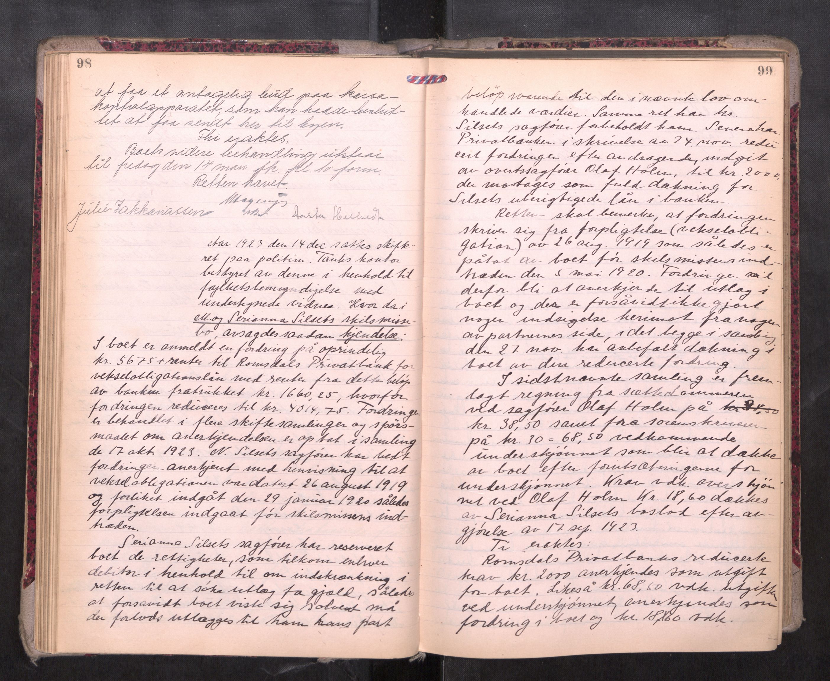 Romsdal sorenskriveri, AV/SAT-A-4149/1/3/3B/L0010: Skiftebehandlingsprotokoll, 1923-1925, p. 98-99