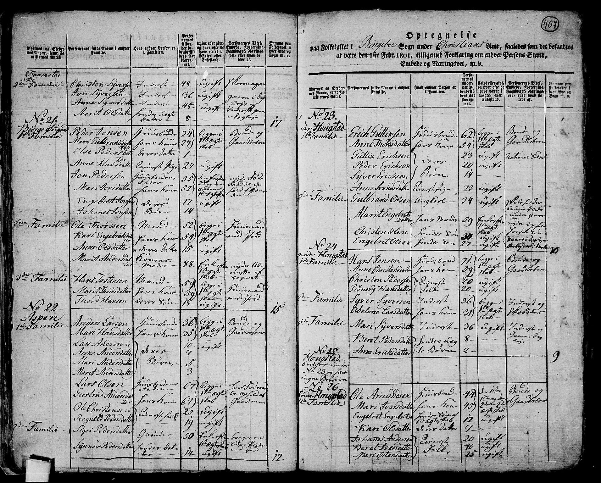 RA, 1801 census for 0520P Ringebu, 1801, p. 406b-407a