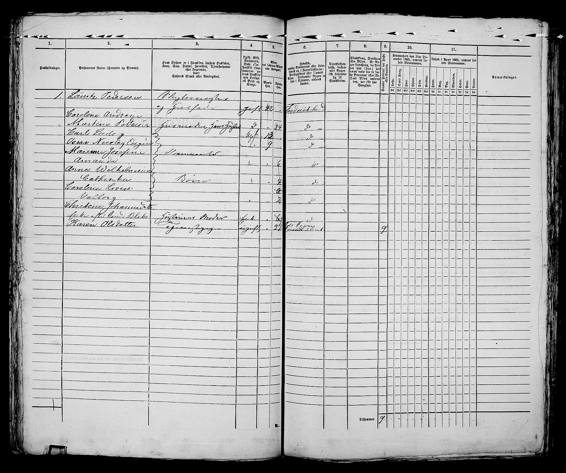 RA, 1865 census for Fredrikshald, 1865, p. 963