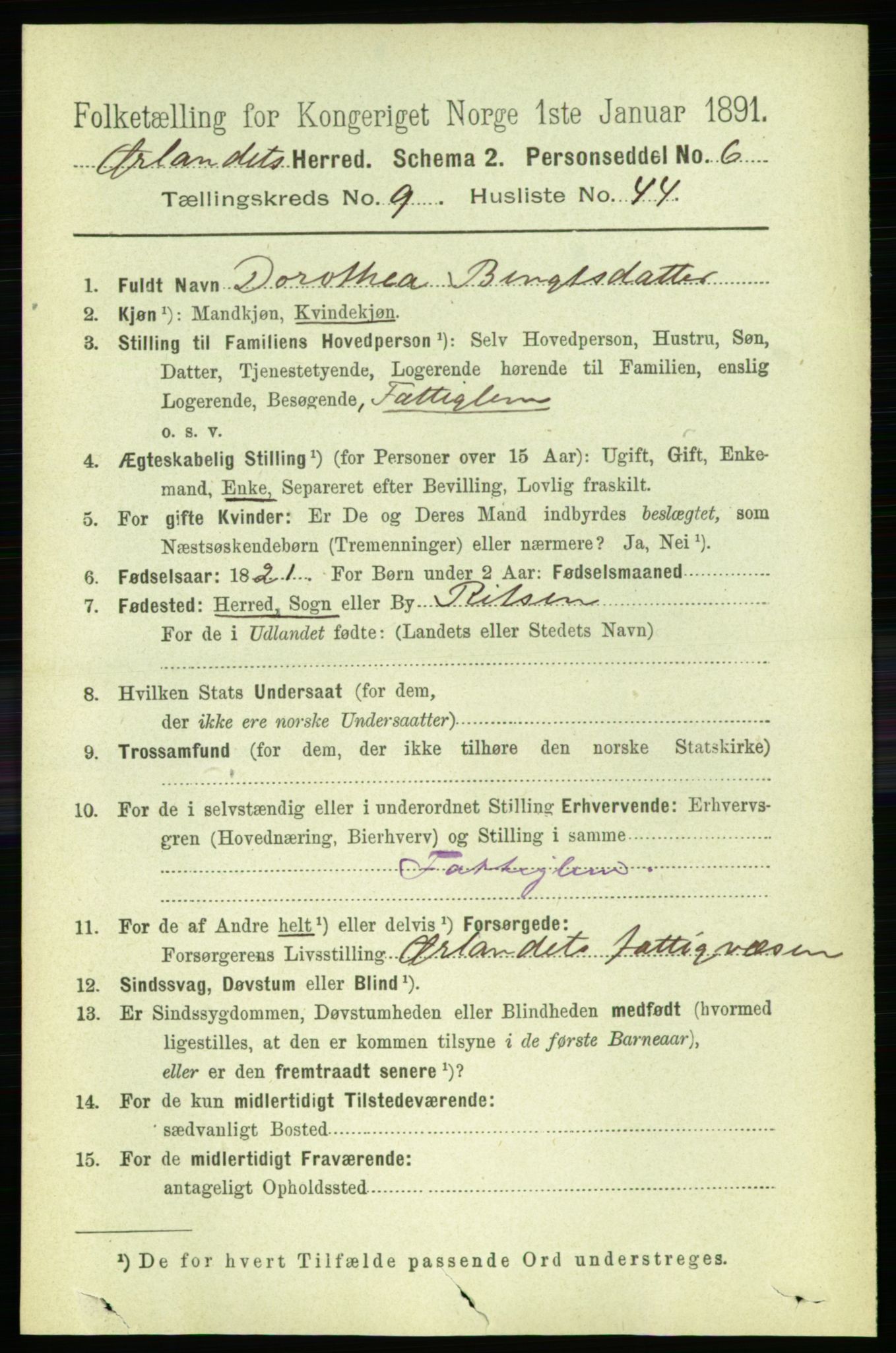 RA, 1891 census for 1621 Ørland, 1891, p. 4092