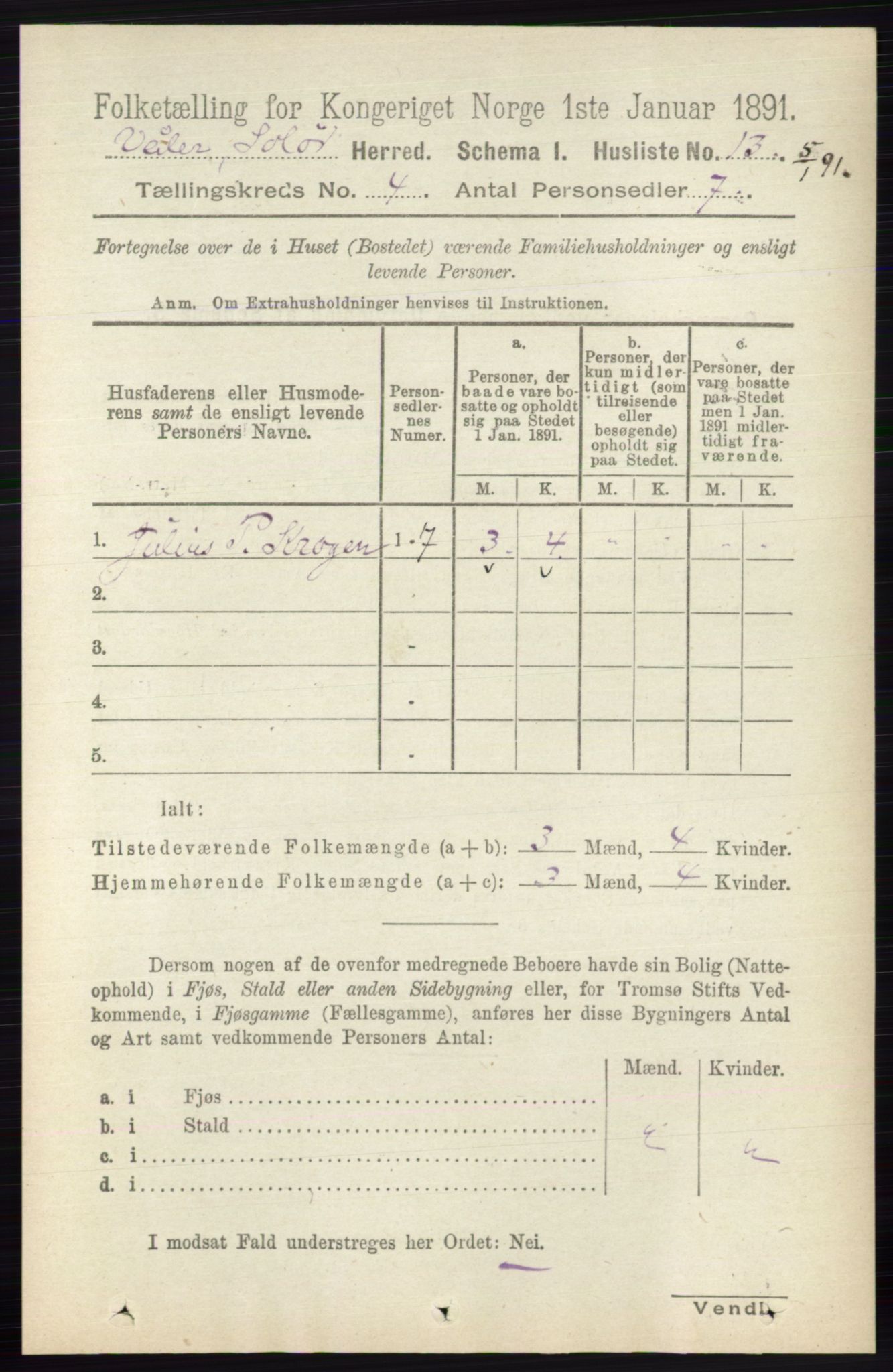 RA, 1891 census for 0426 Våler, 1891, p. 1418