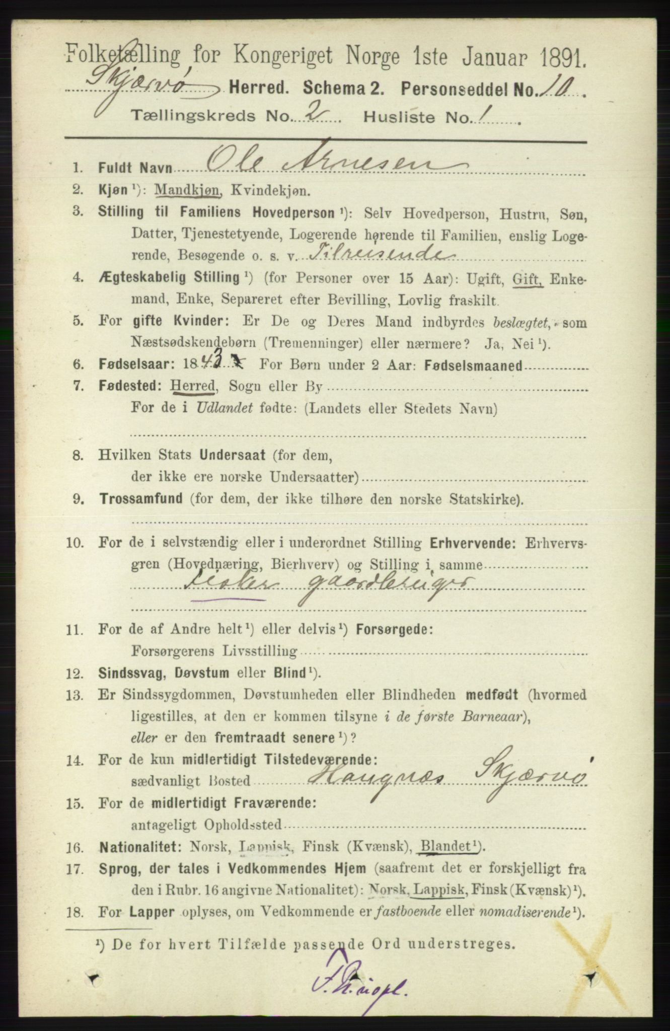 RA, 1891 census for 1941 Skjervøy, 1891, p. 1037