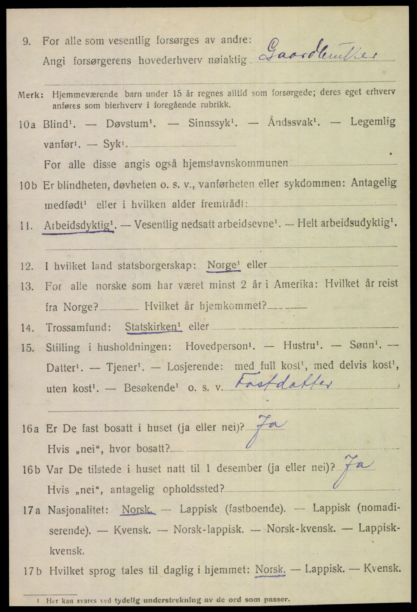 SAT, 1920 census for Lurøy, 1920, p. 4432