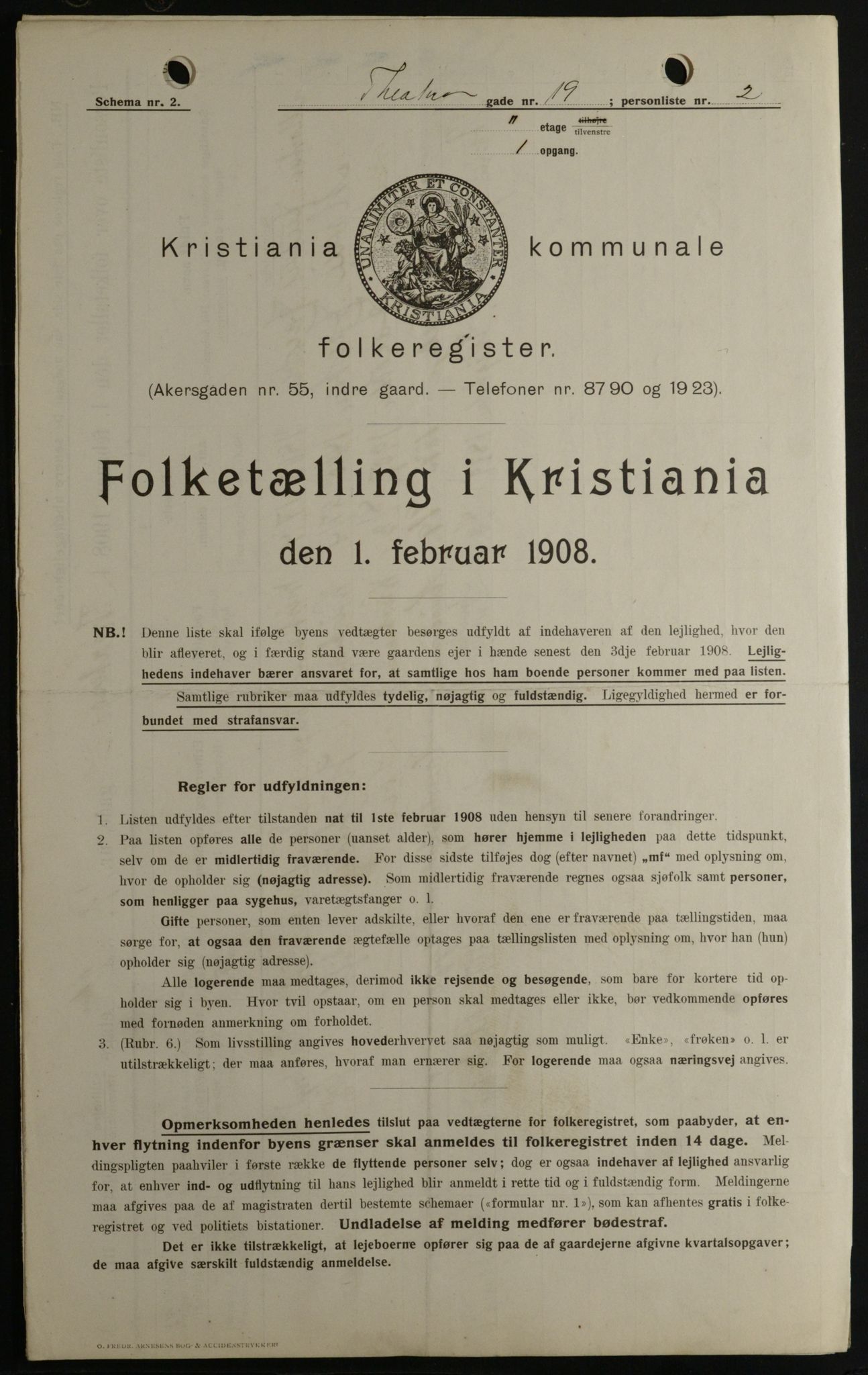 OBA, Municipal Census 1908 for Kristiania, 1908, p. 96460