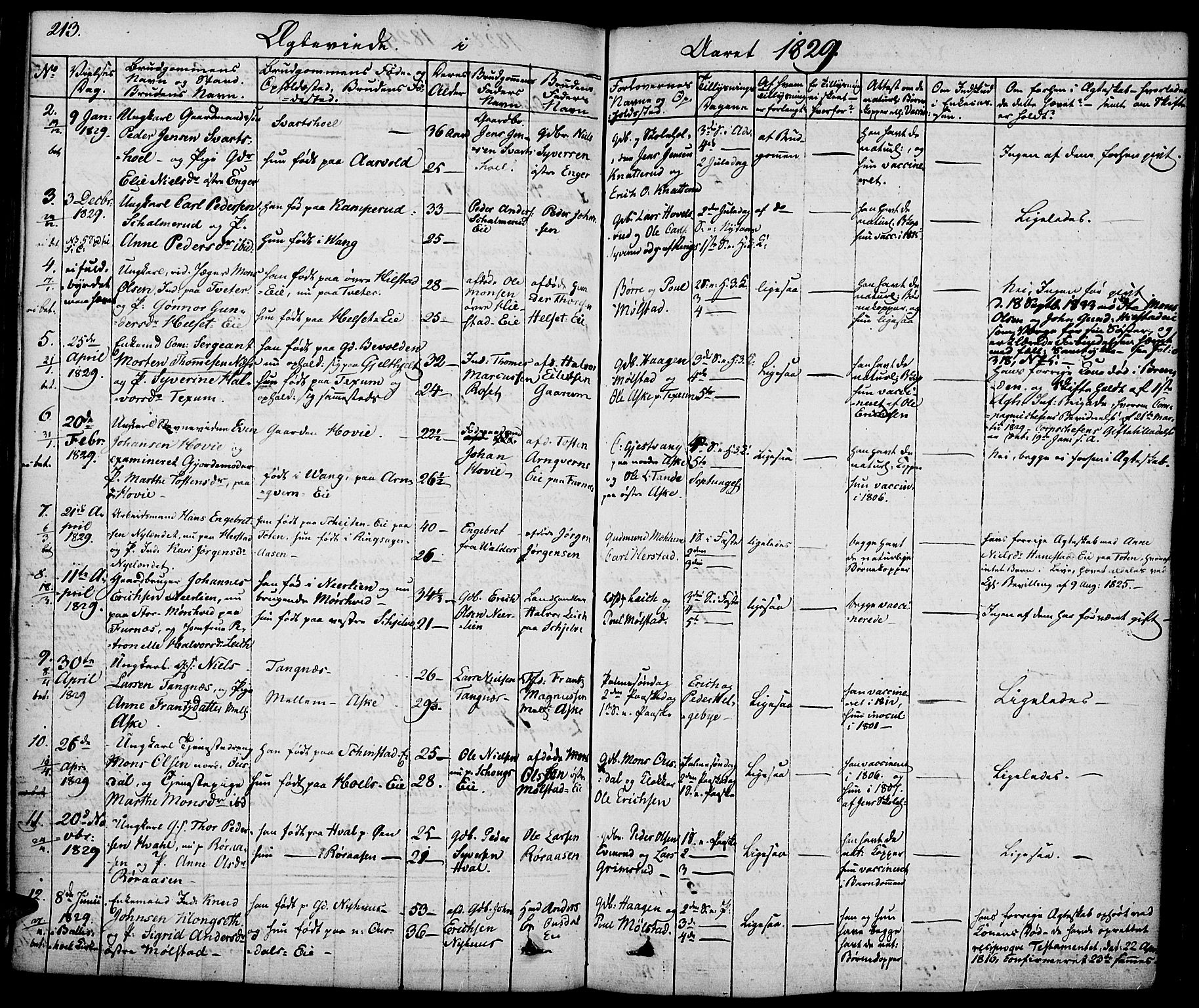 Nes prestekontor, Hedmark, SAH/PREST-020/K/Ka/L0003: Parish register (official) no. 3, 1827-1851, p. 213