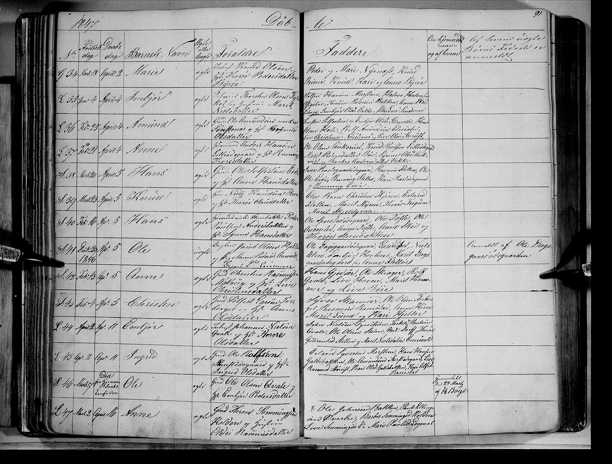 Lom prestekontor, AV/SAH-PREST-070/K/L0006: Parish register (official) no. 6A, 1837-1863, p. 91