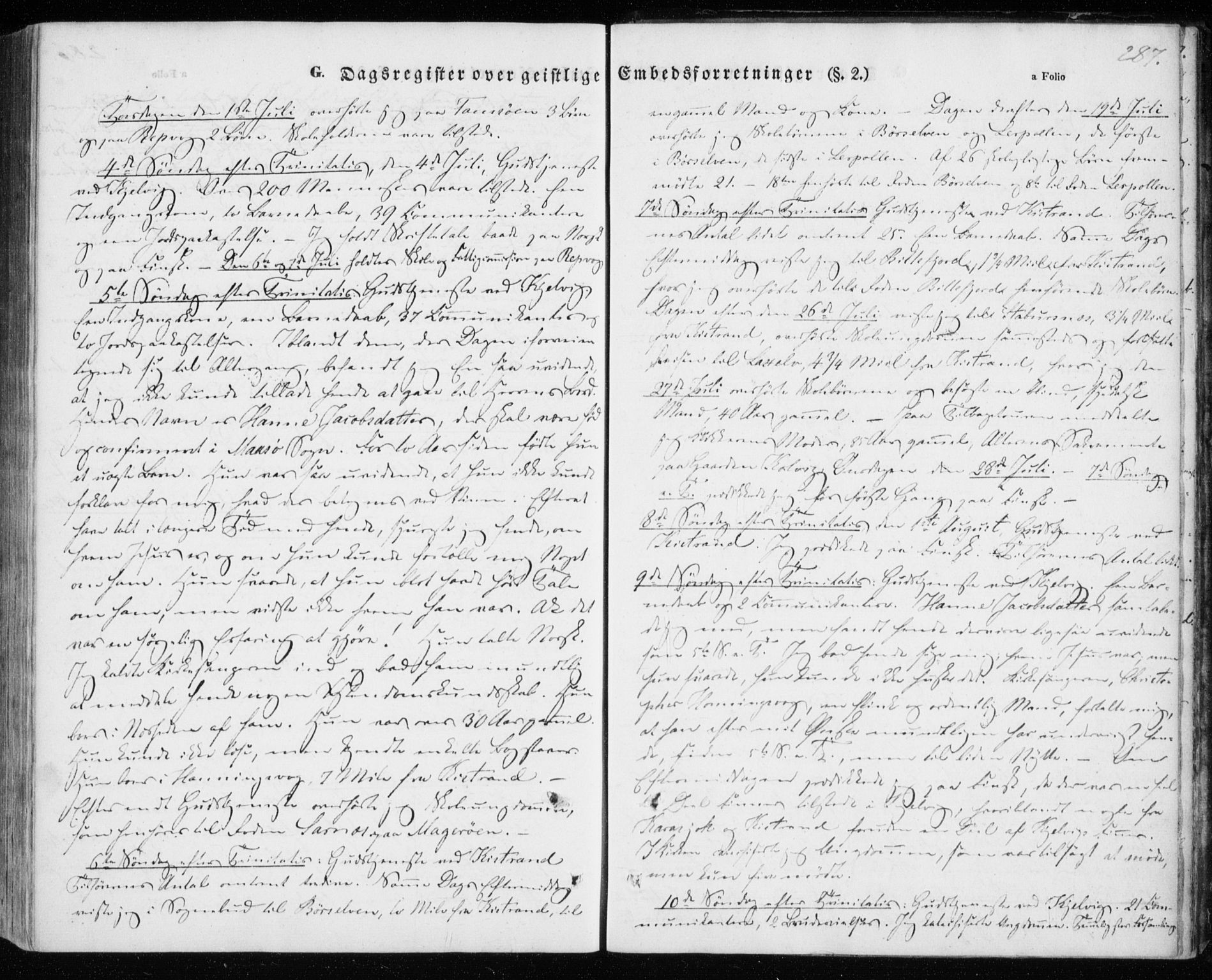 Kistrand/Porsanger sokneprestembete, AV/SATØ-S-1351/H/Ha/L0004.kirke: Parish register (official) no. 4, 1843-1860, p. 287