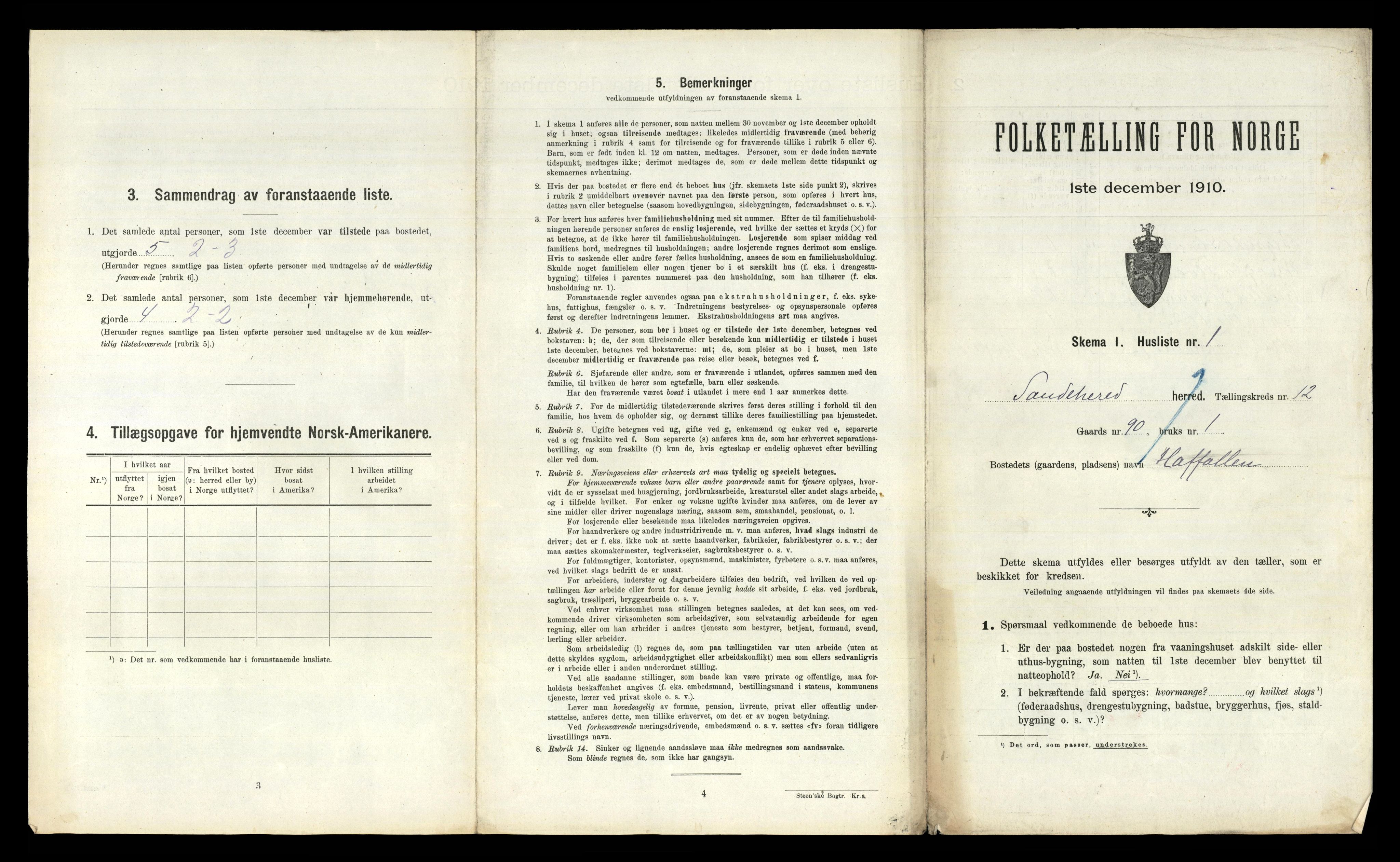 RA, 1910 census for Sandeherred, 1910, p. 2449