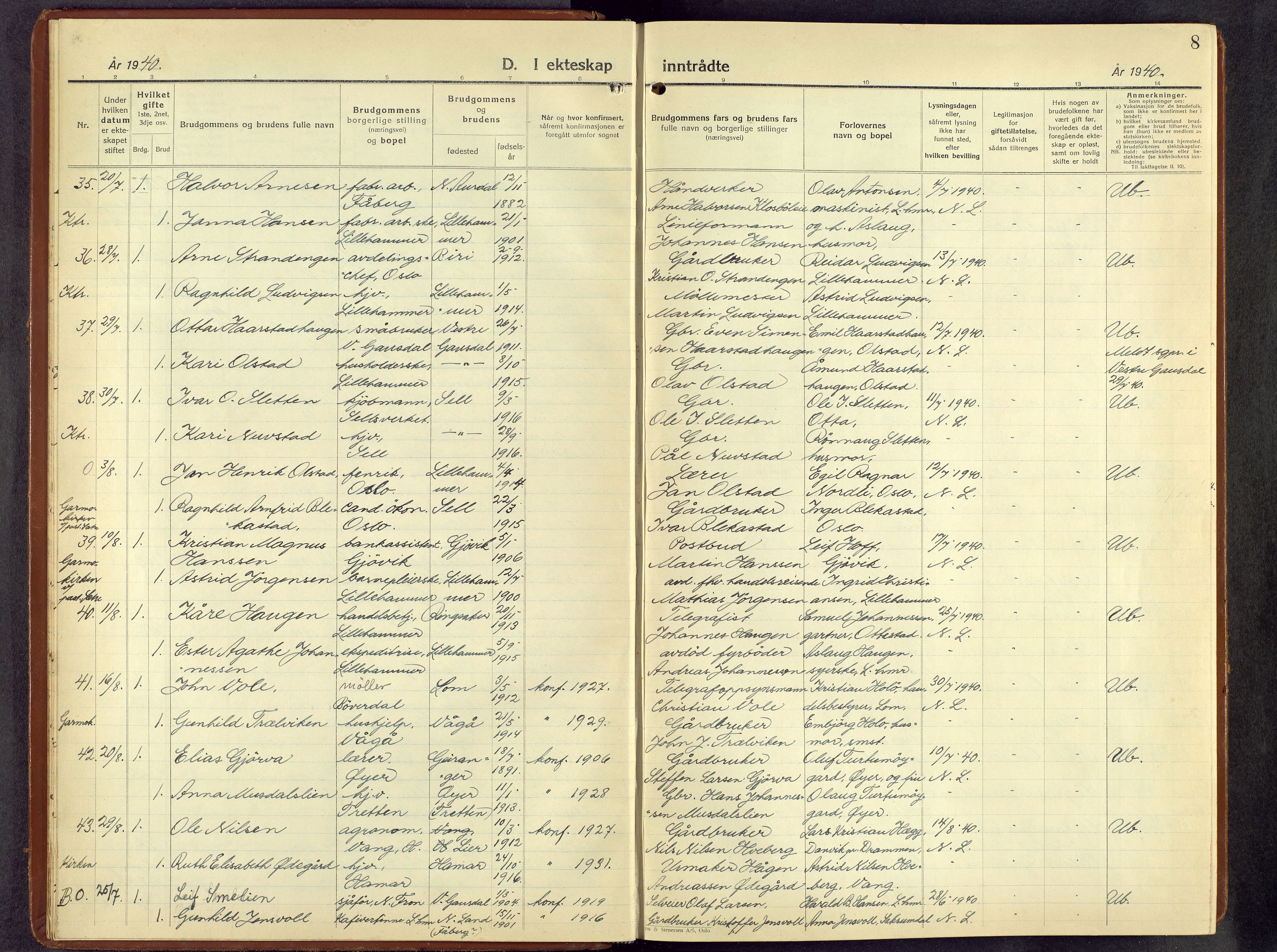 Lillehammer prestekontor, AV/SAH-PREST-088/H/Ha/Hab/L0004: Parish register (copy) no. 4, 1940-1955, p. 8