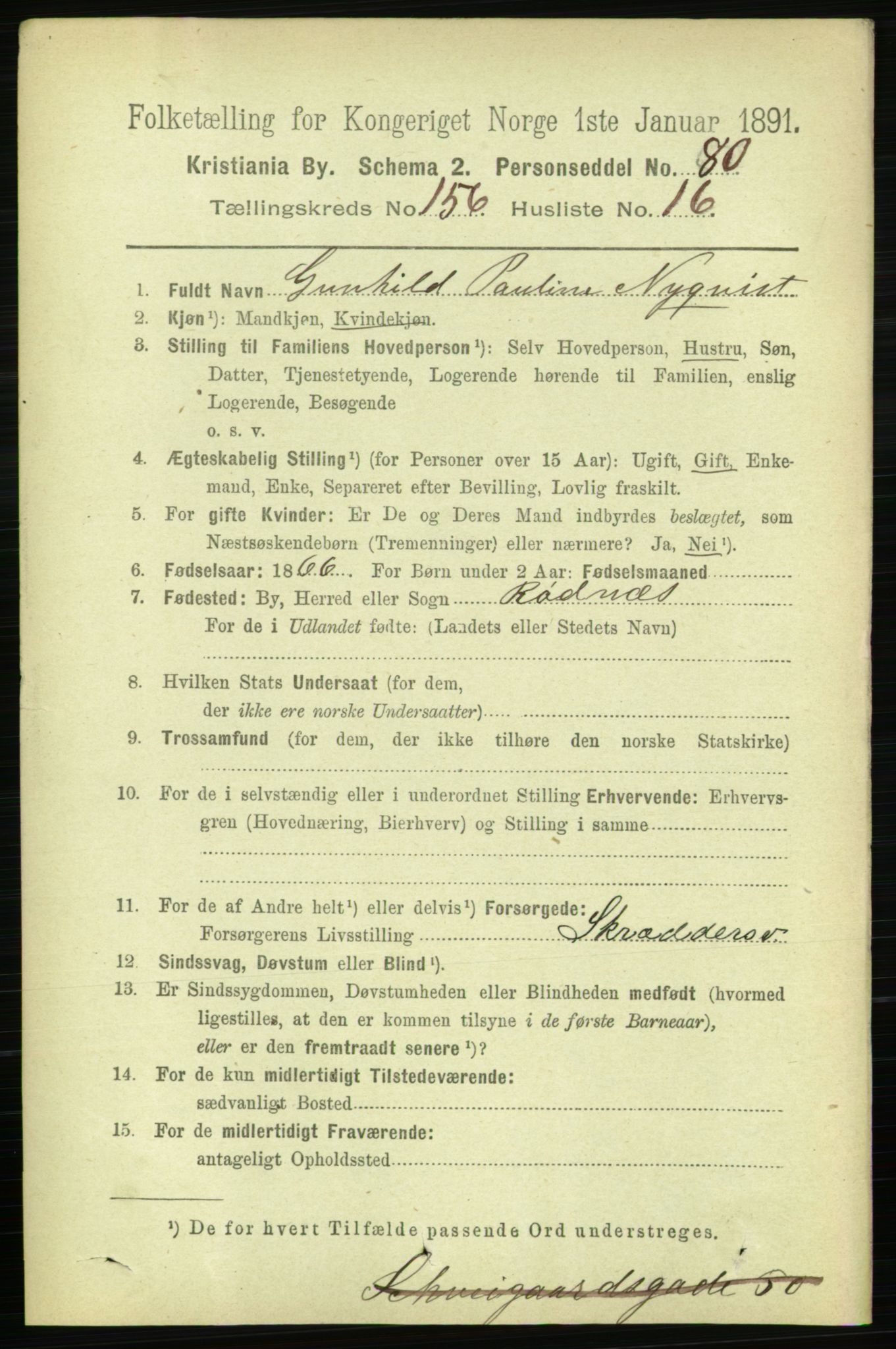 RA, 1891 census for 0301 Kristiania, 1891, p. 89162