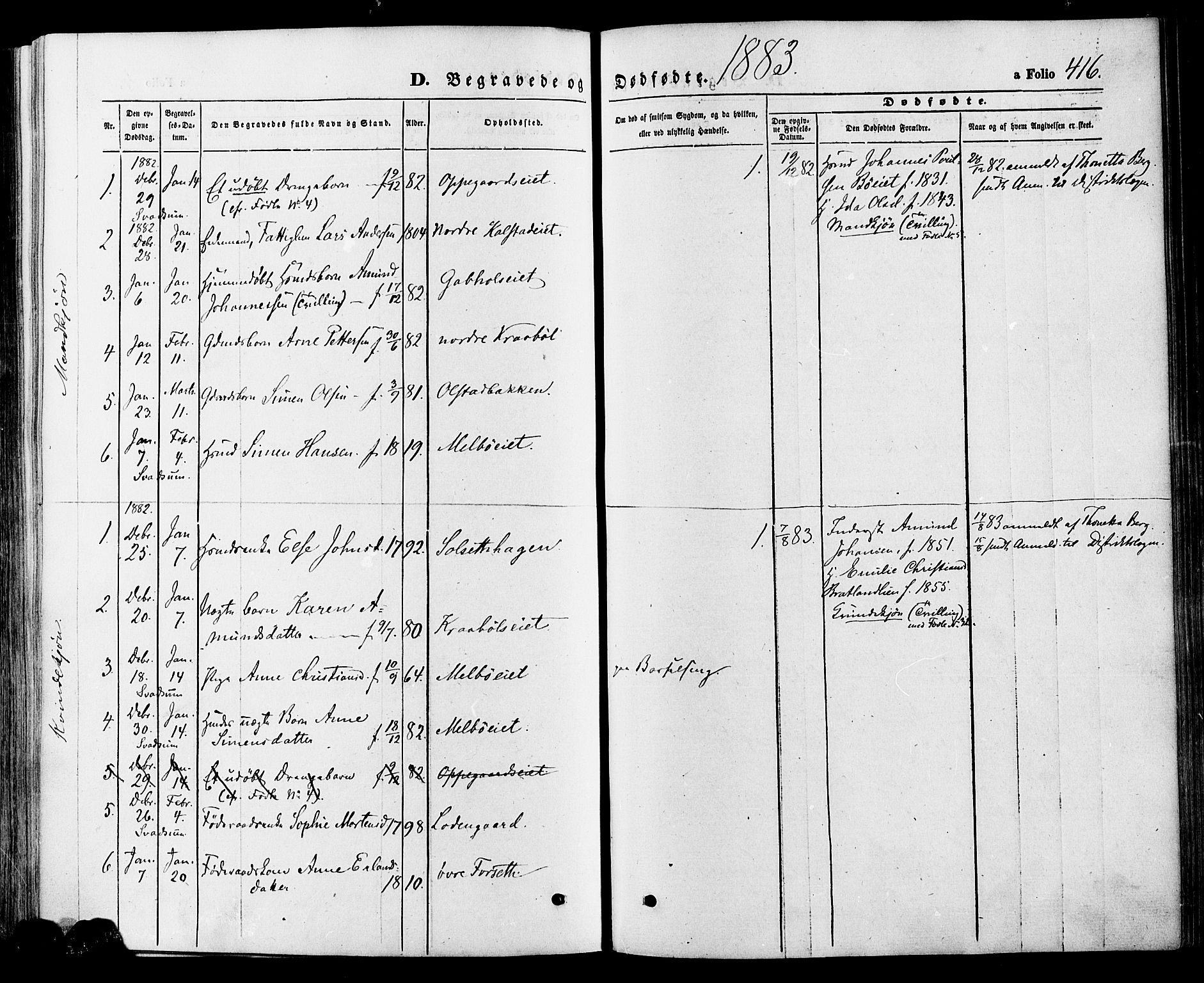 Gausdal prestekontor, SAH/PREST-090/H/Ha/Haa/L0010: Parish register (official) no. 10, 1867-1886, p. 416