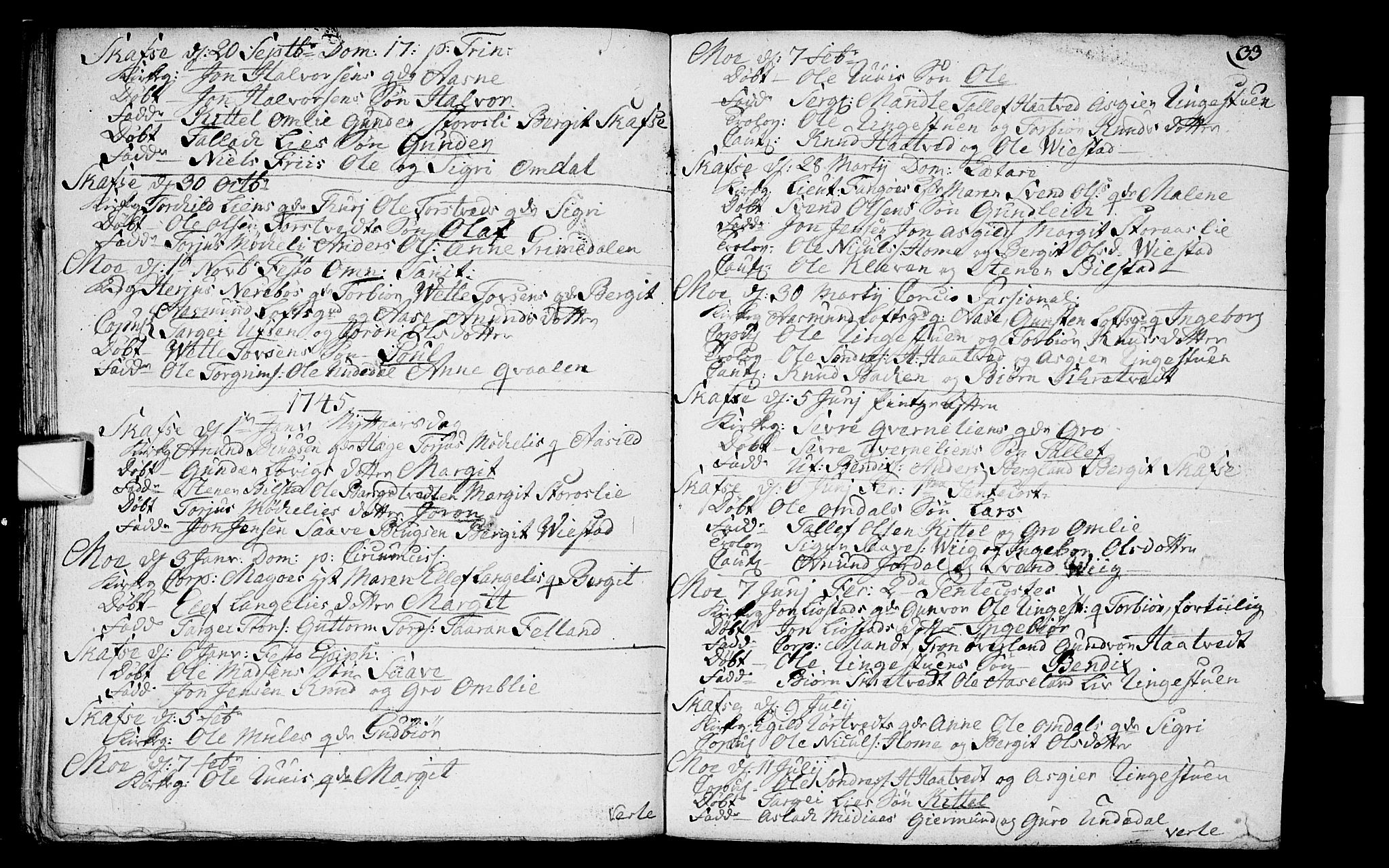Mo kirkebøker, SAKO/A-286/F/Fa/L0001: Parish register (official) no. I 1, 1724-1748, p. 33