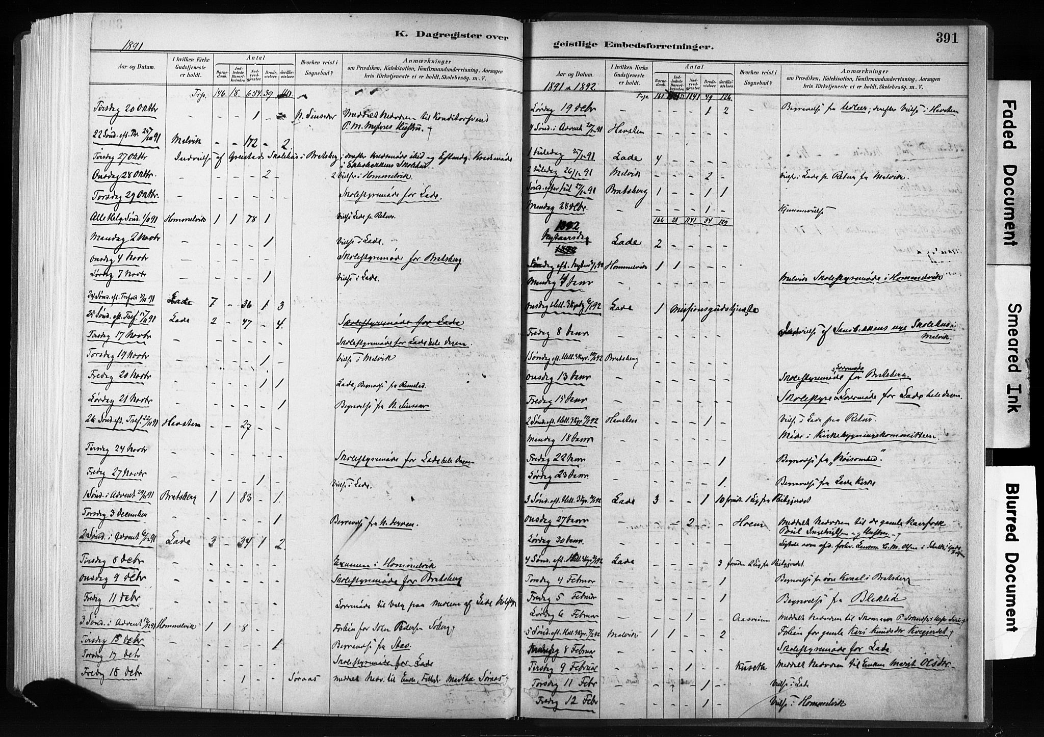 Ministerialprotokoller, klokkerbøker og fødselsregistre - Sør-Trøndelag, SAT/A-1456/606/L0300: Parish register (official) no. 606A15, 1886-1893, p. 391